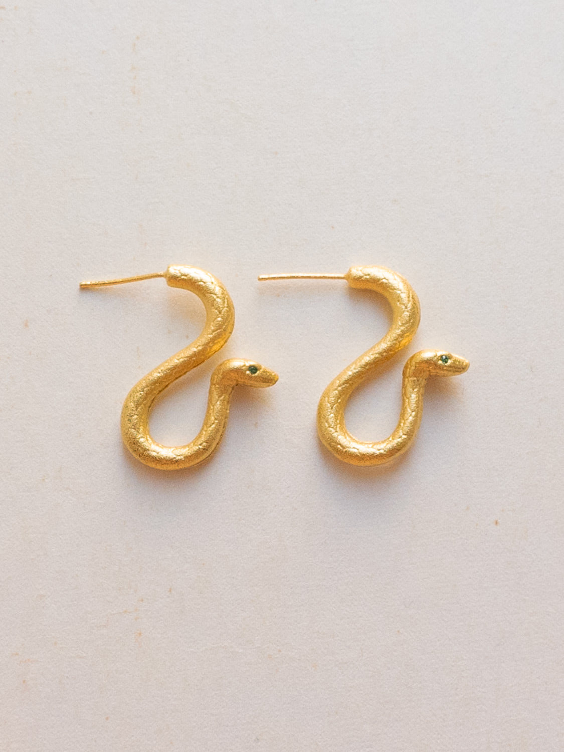 Gold Matte Serpent Earrings