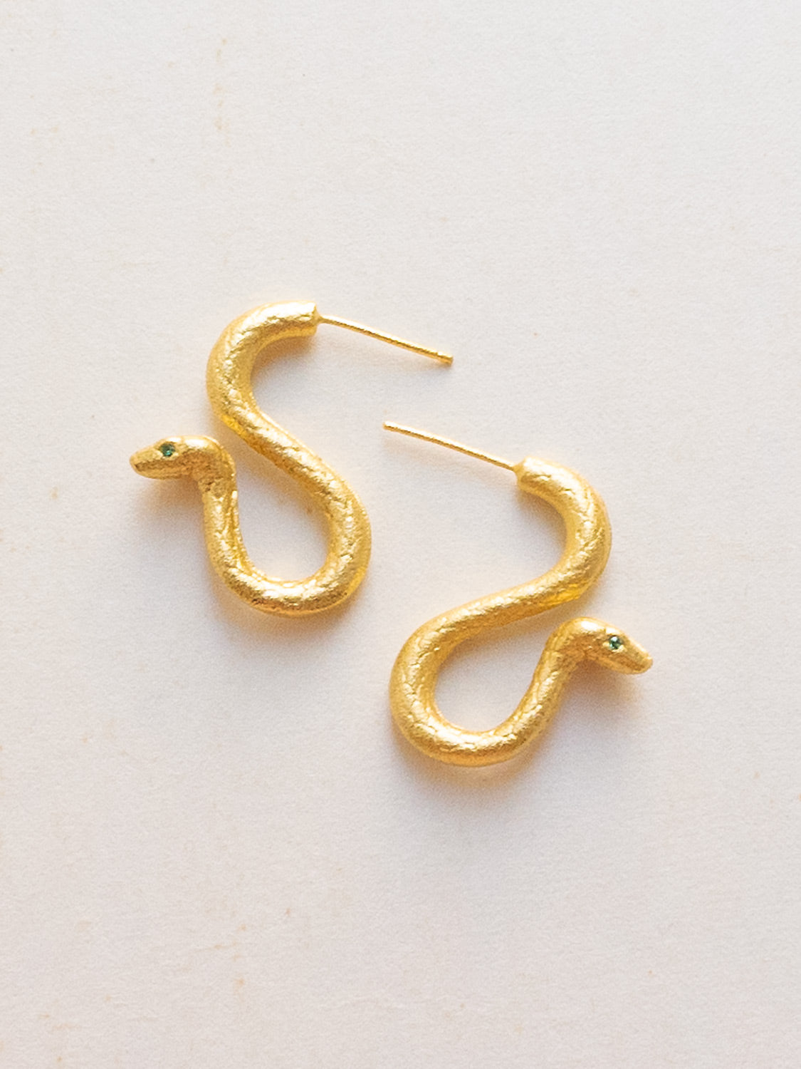Gold Matte Serpent Earrings