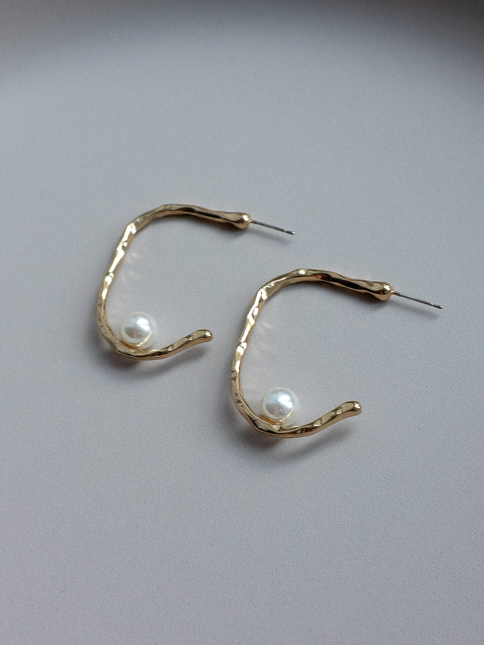 Gold Open Hoops with Pearls3