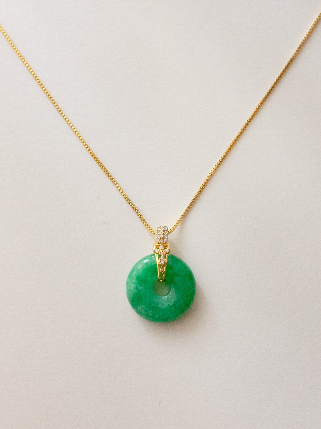 Green Jade Donut Necklace