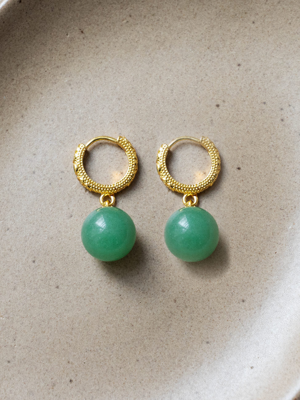 Intricate Huggies, S925 - Gold, Green Aventurine