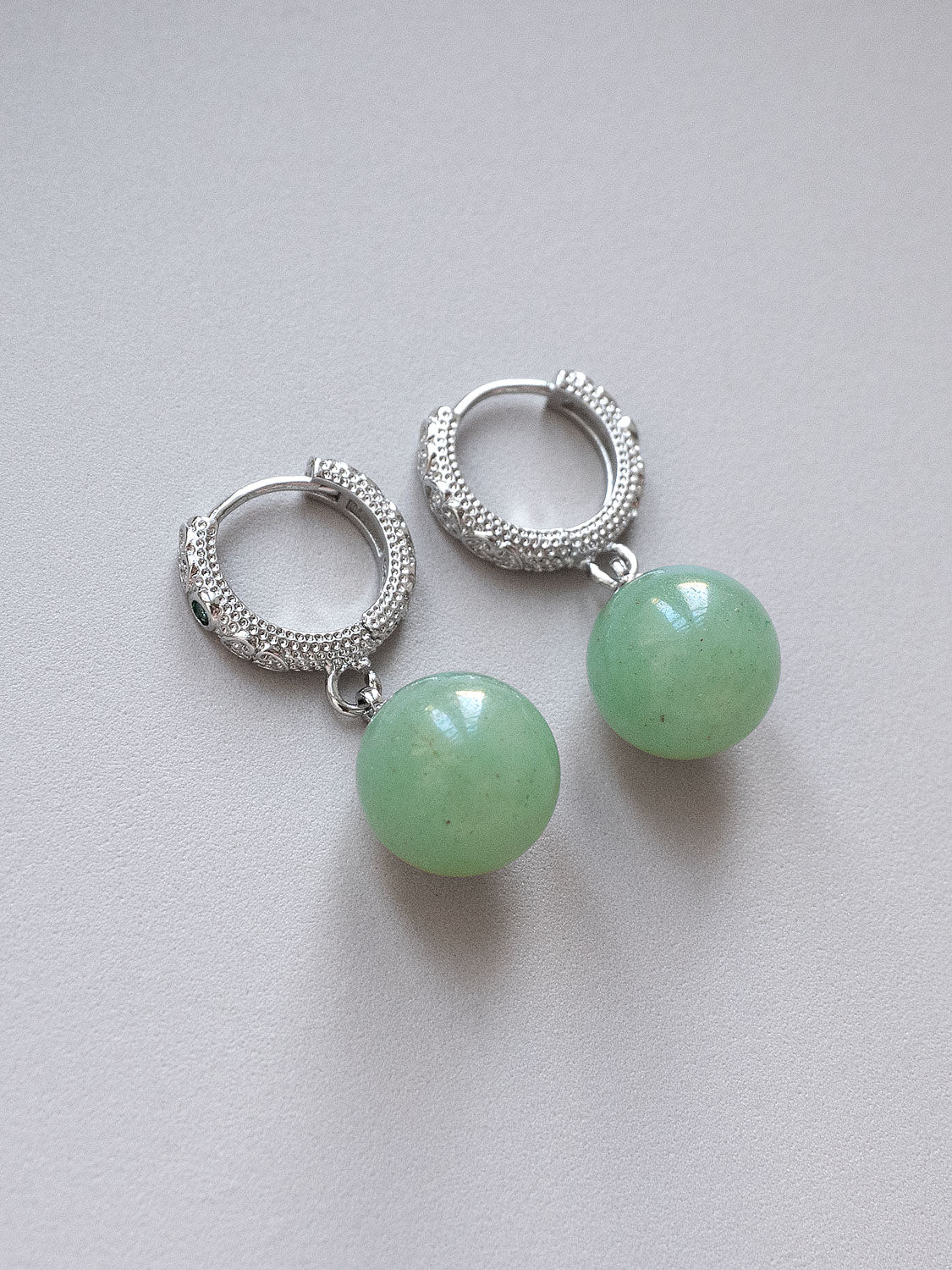Intricate Huggies, S925 - Silver, Green Aventurine