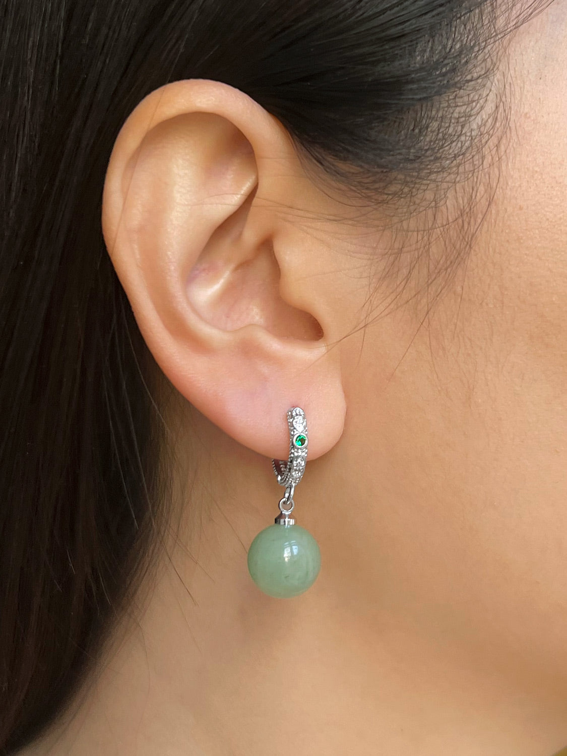 Intricate Huggies, S925 - Silver, Green Aventurine