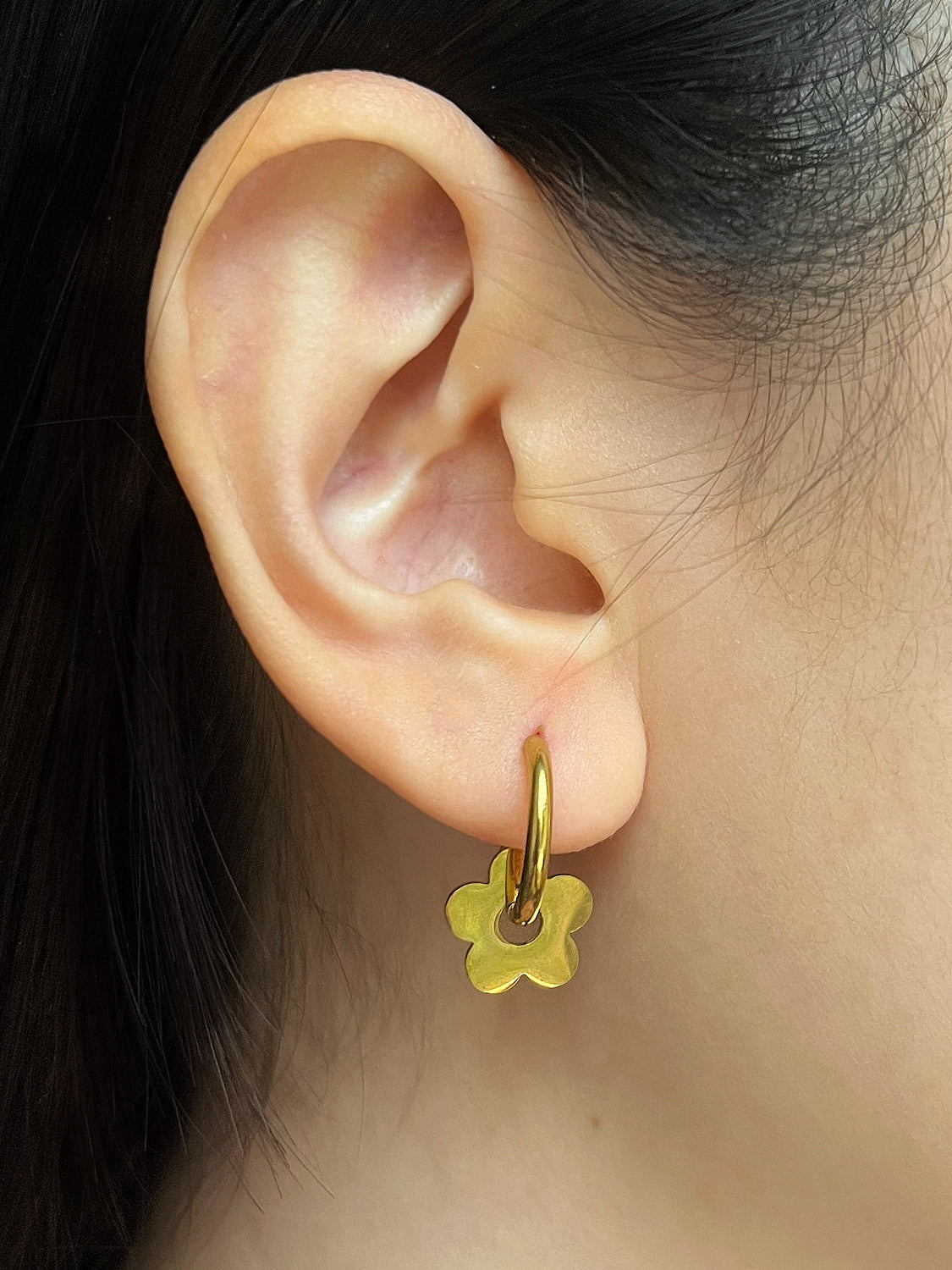 Little Hoops  Stainless Steel   Flower