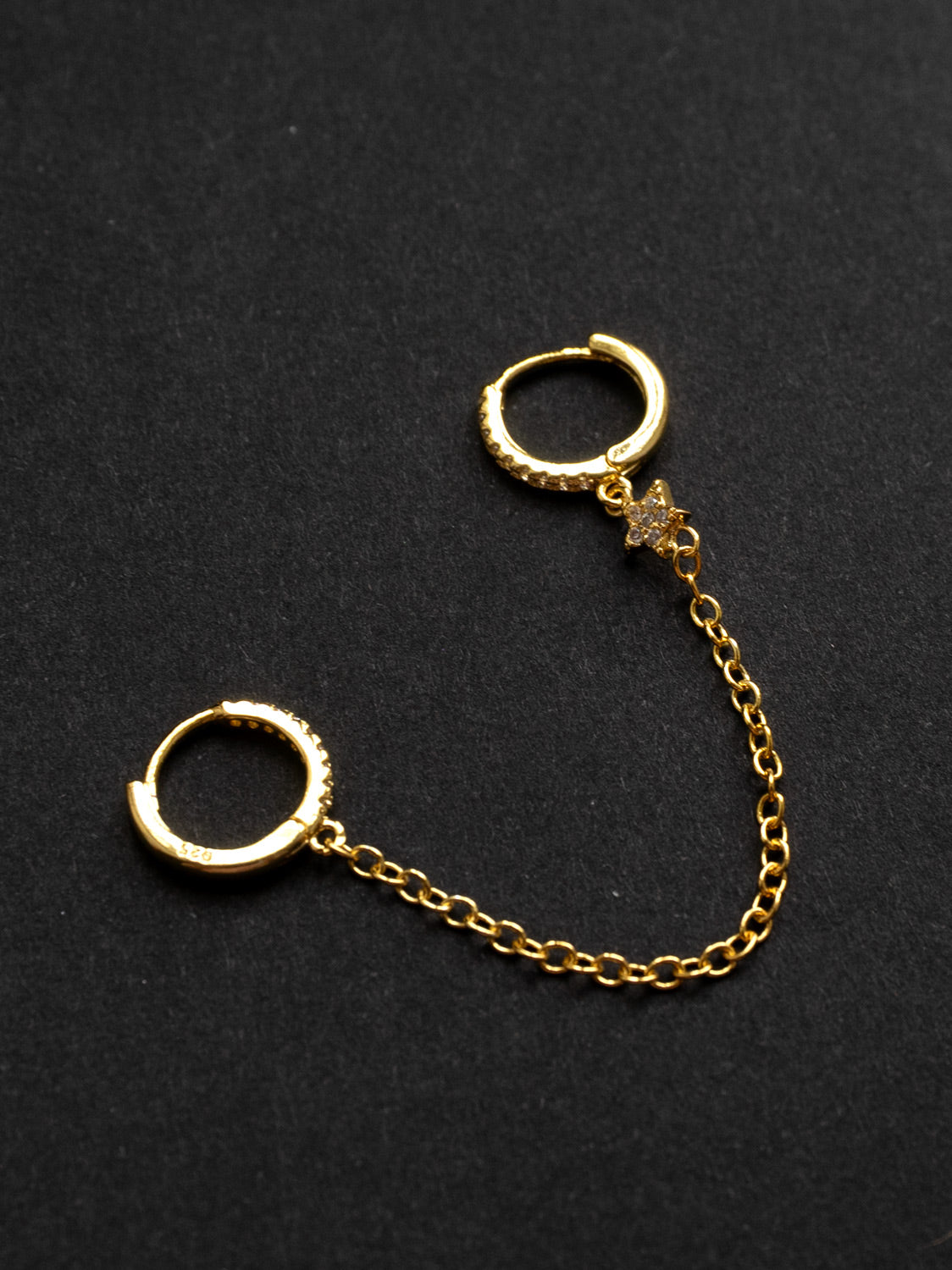 Little Star Chain Huggies, S925 - Clear, Gold