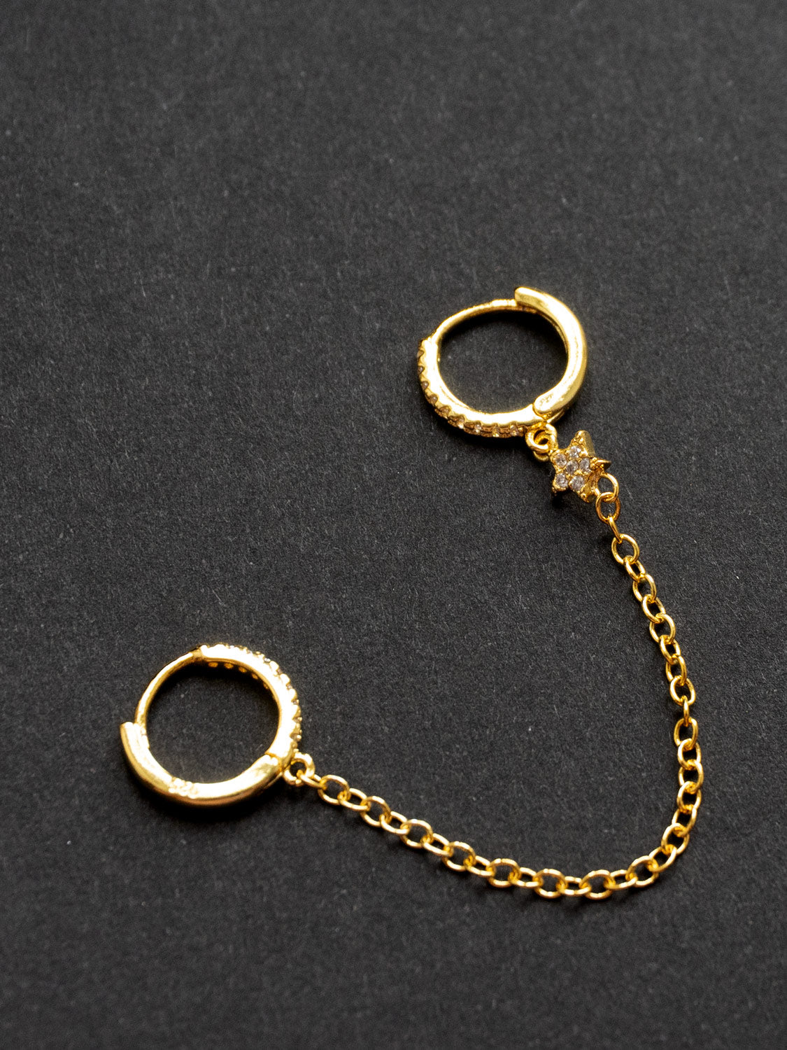 Little Star Chain Huggies, S925 - Clear, Gold