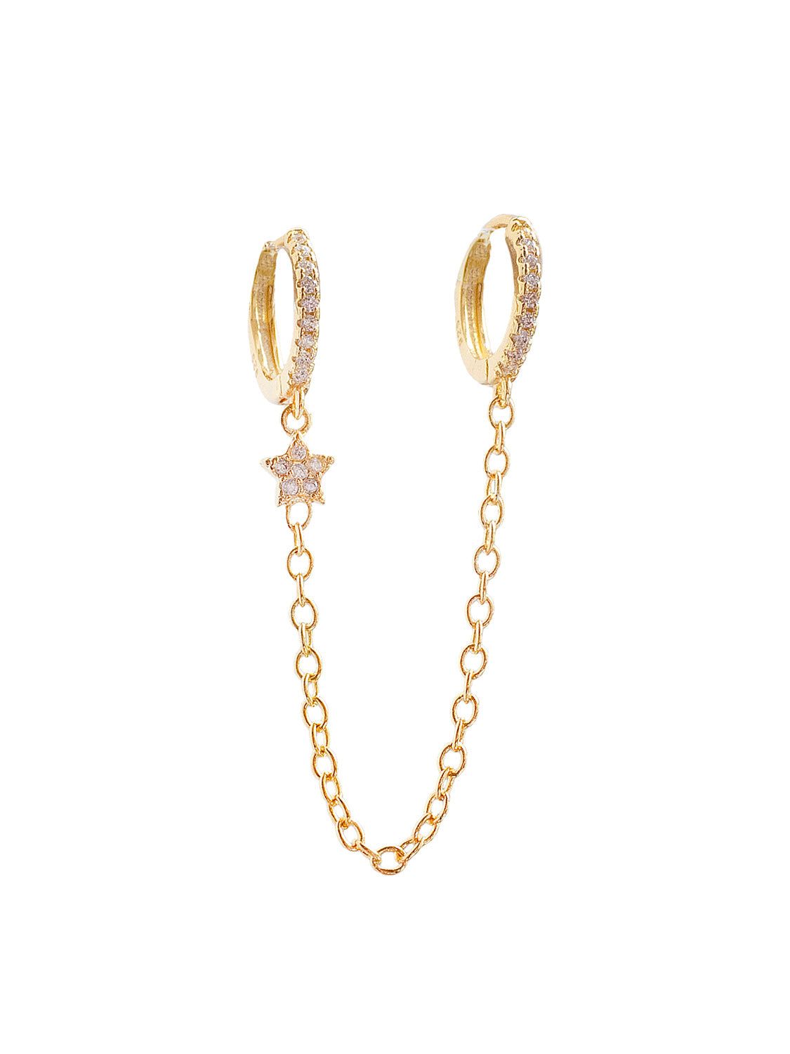 Little Star Chain Huggies  S925   Clear  Gold5