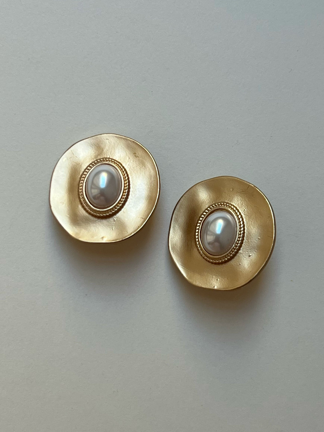 Matte Gold Pearl Eye Clip Ons  Vintage 3