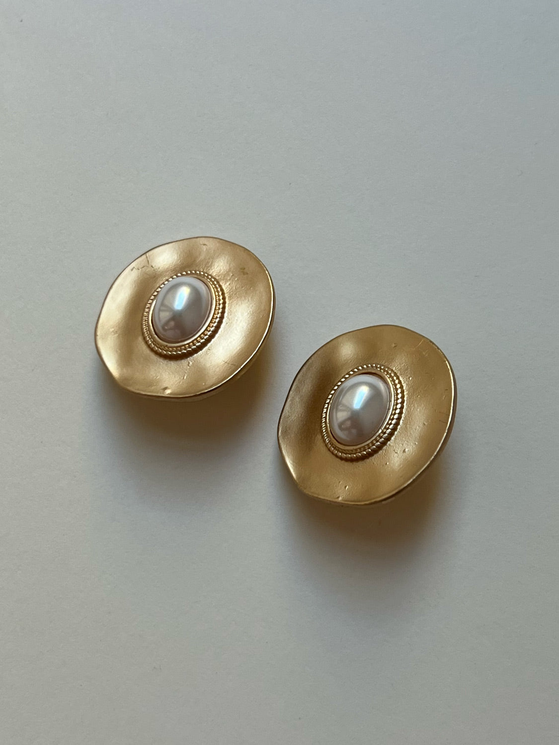 Matte Gold Pearl Eye Clip Ons  Vintage 4