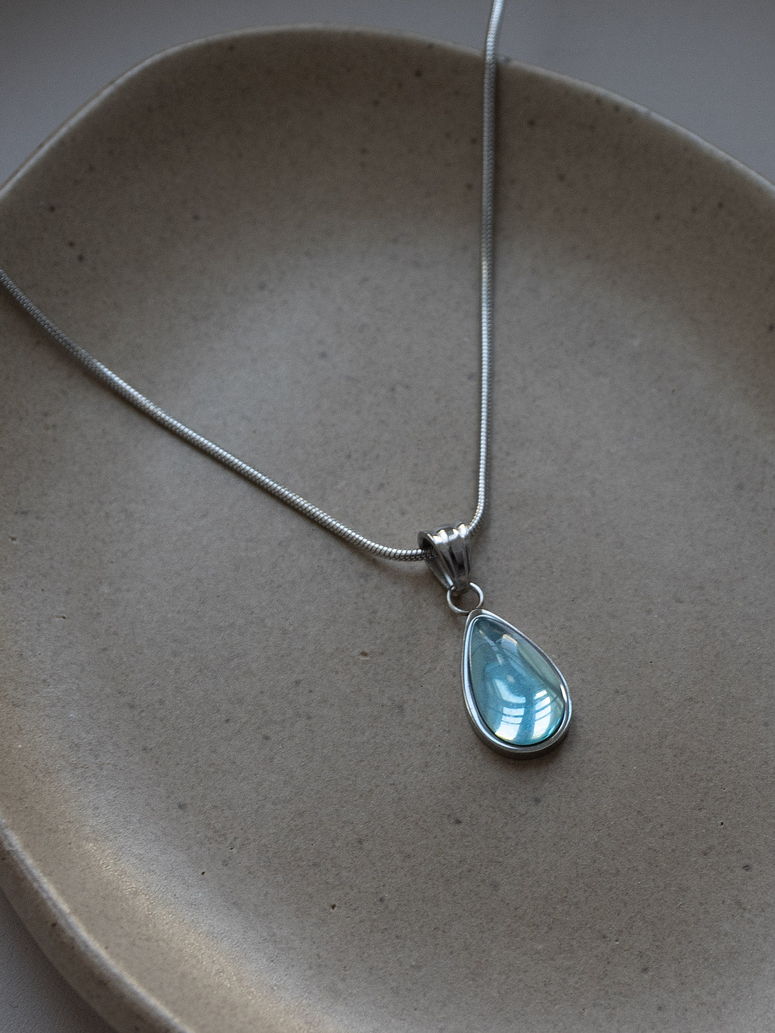 Mermaid Teardrop Silver Necklace   Blue1