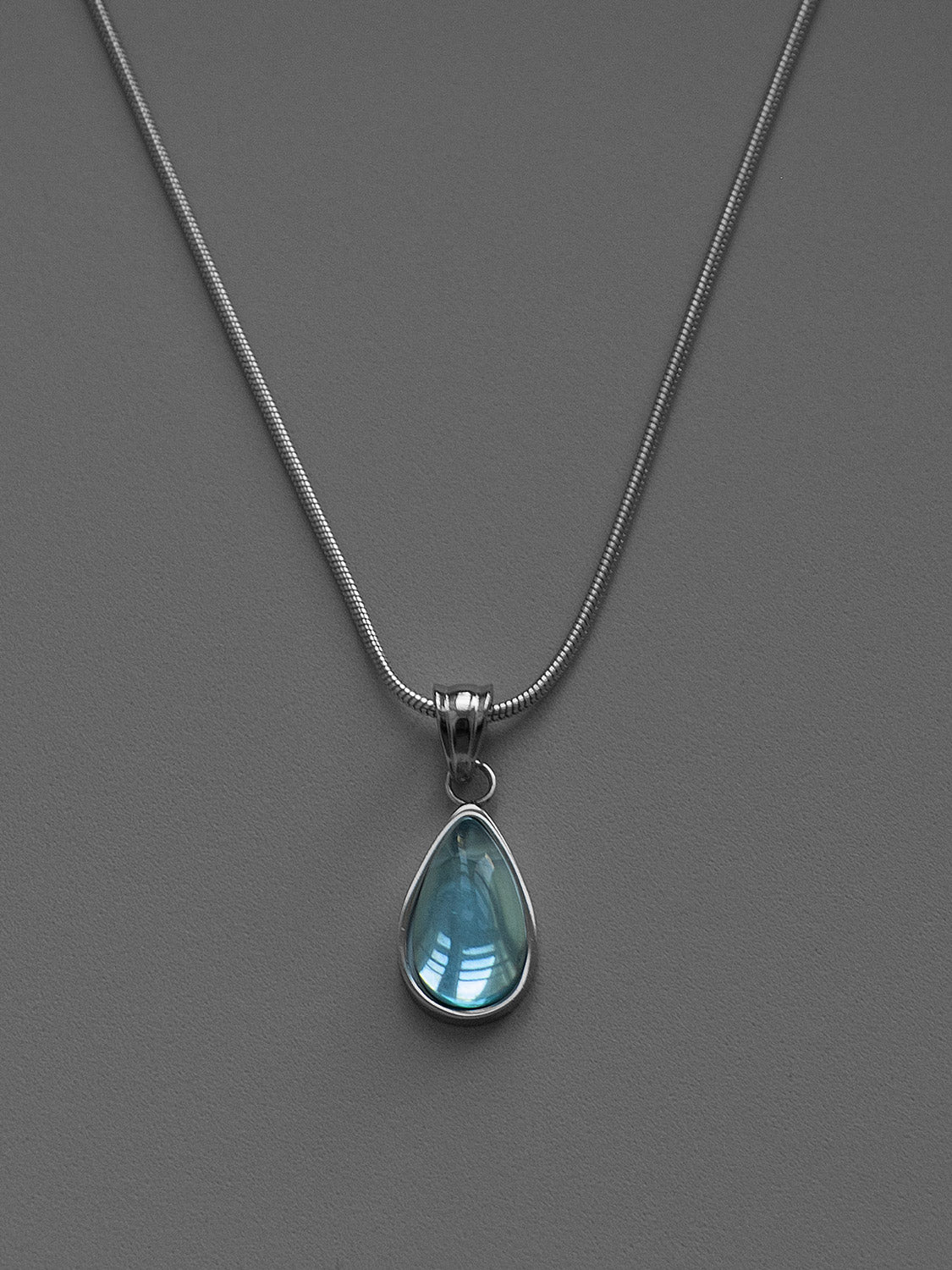 Mermaid Teardrop Silver Necklace   Blue2
