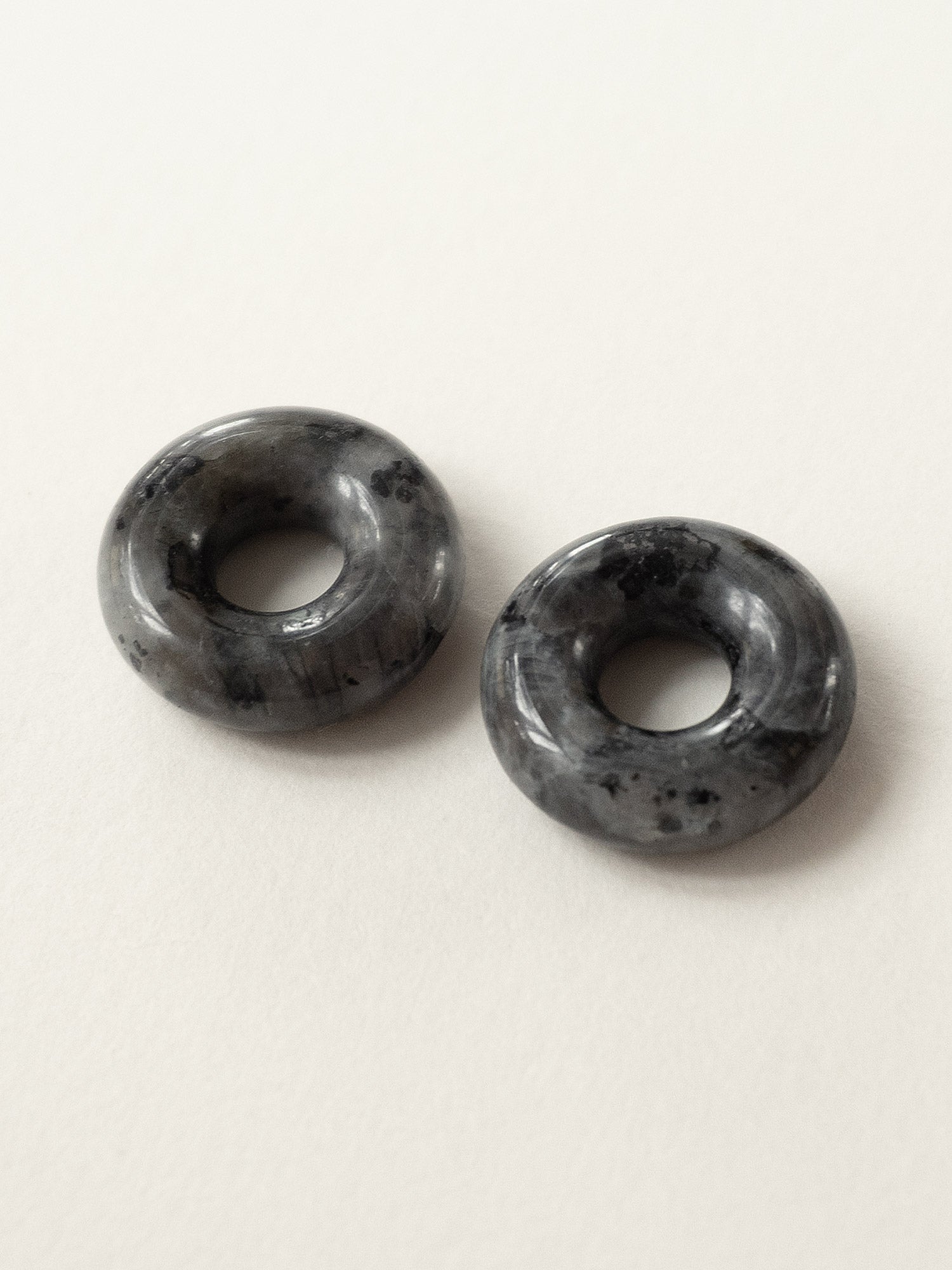 Mini Donut Hoops, Gold - Black Moonstone