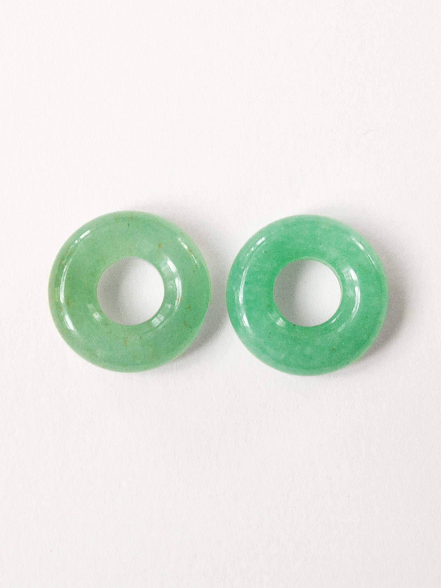 Mini Donut Hoops, Silver - Green Aventurine