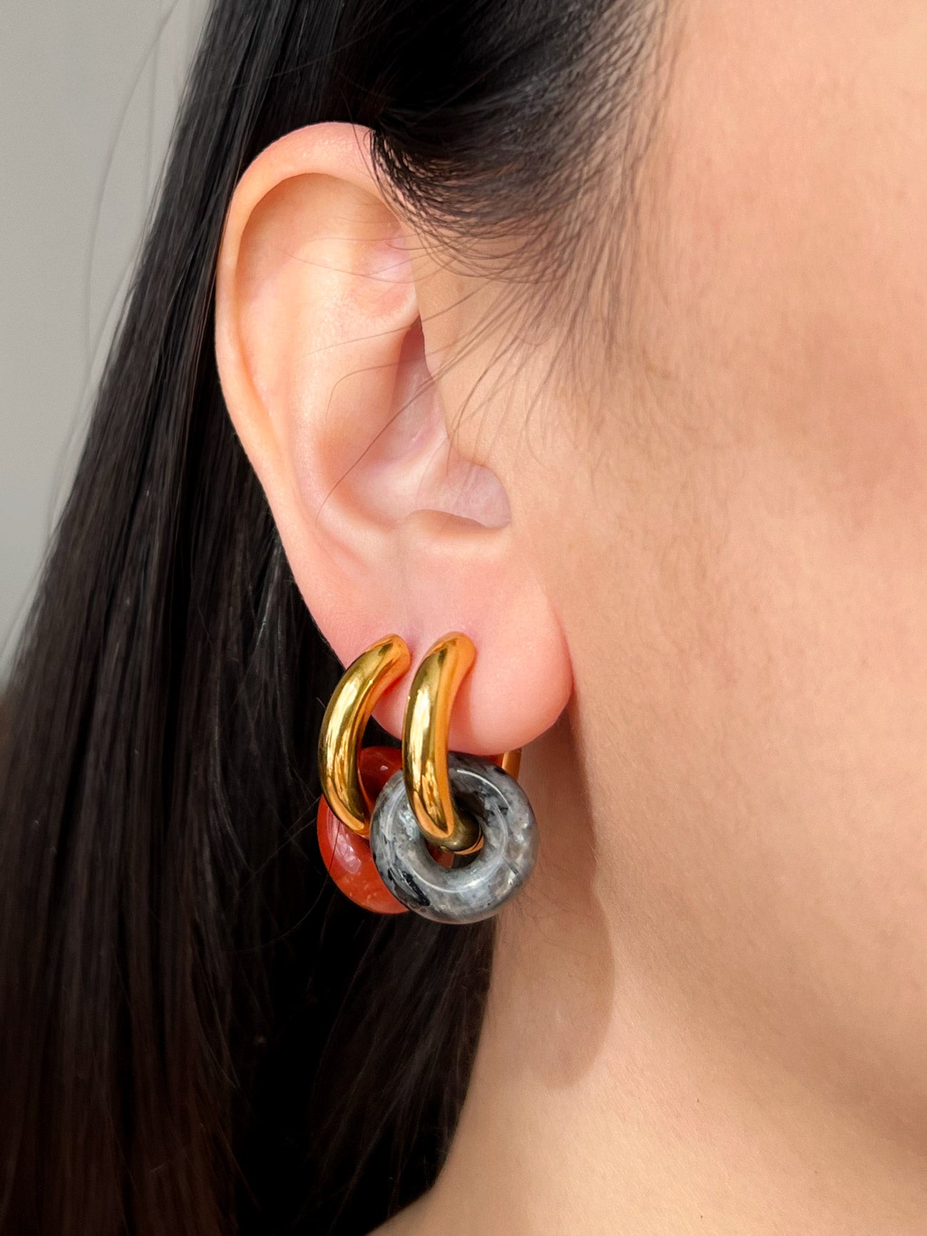 Mini Donut Hoops  Gold   Black Moonstone model