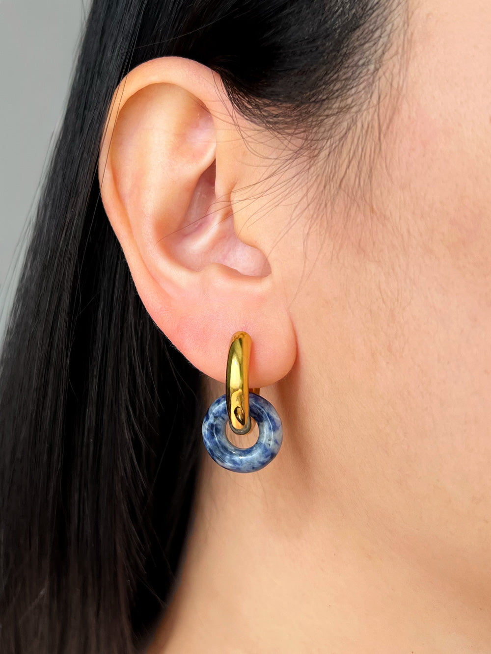Mini Donut Hoops  Gold   Blue Stone model