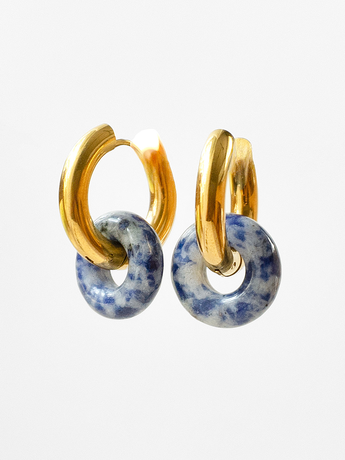 Mini Donut Hoops, Silver - Blue Stone