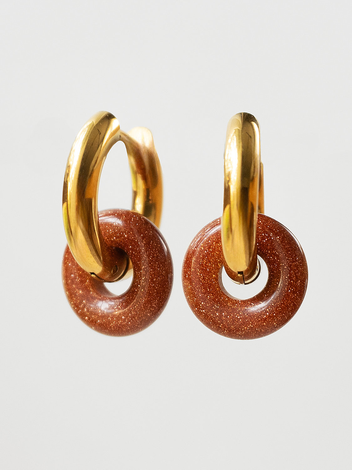 Mini Donut Hoops, Silver - Gold Sandstone