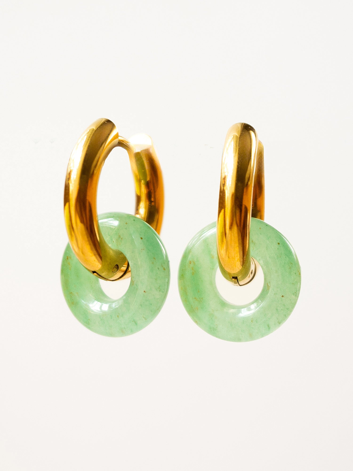 Mini Donut Hoops, Silver - Green Aventurine