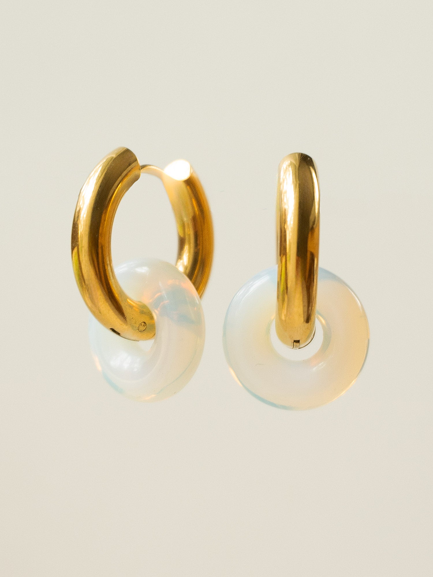 Mini Donut Hoops  Gold   Milky Way  Opal