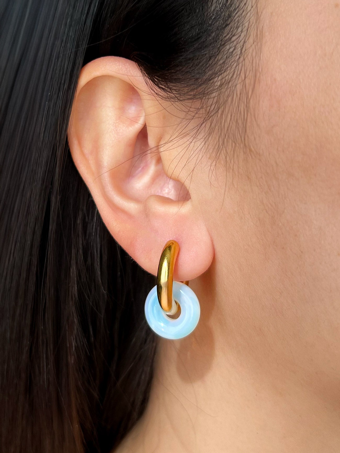 Mini Donut Hoops  Gold   Milky Way  Opal  model