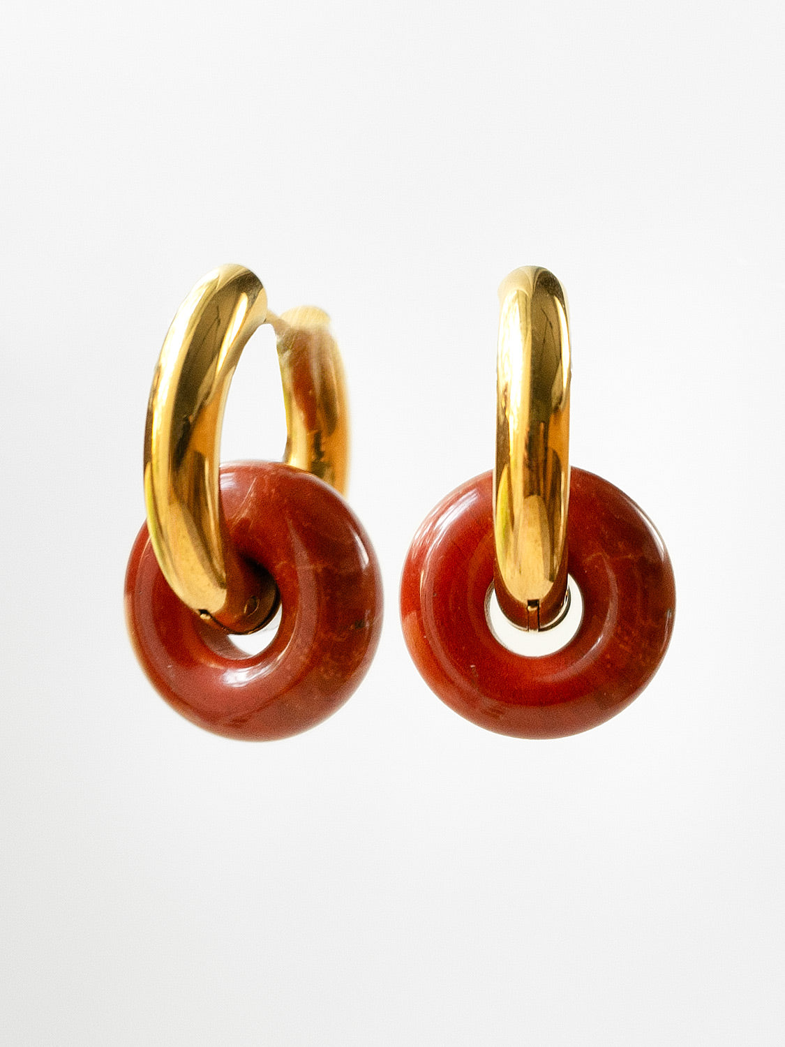 Mini Donut Hoops  Gold   Red Jasper