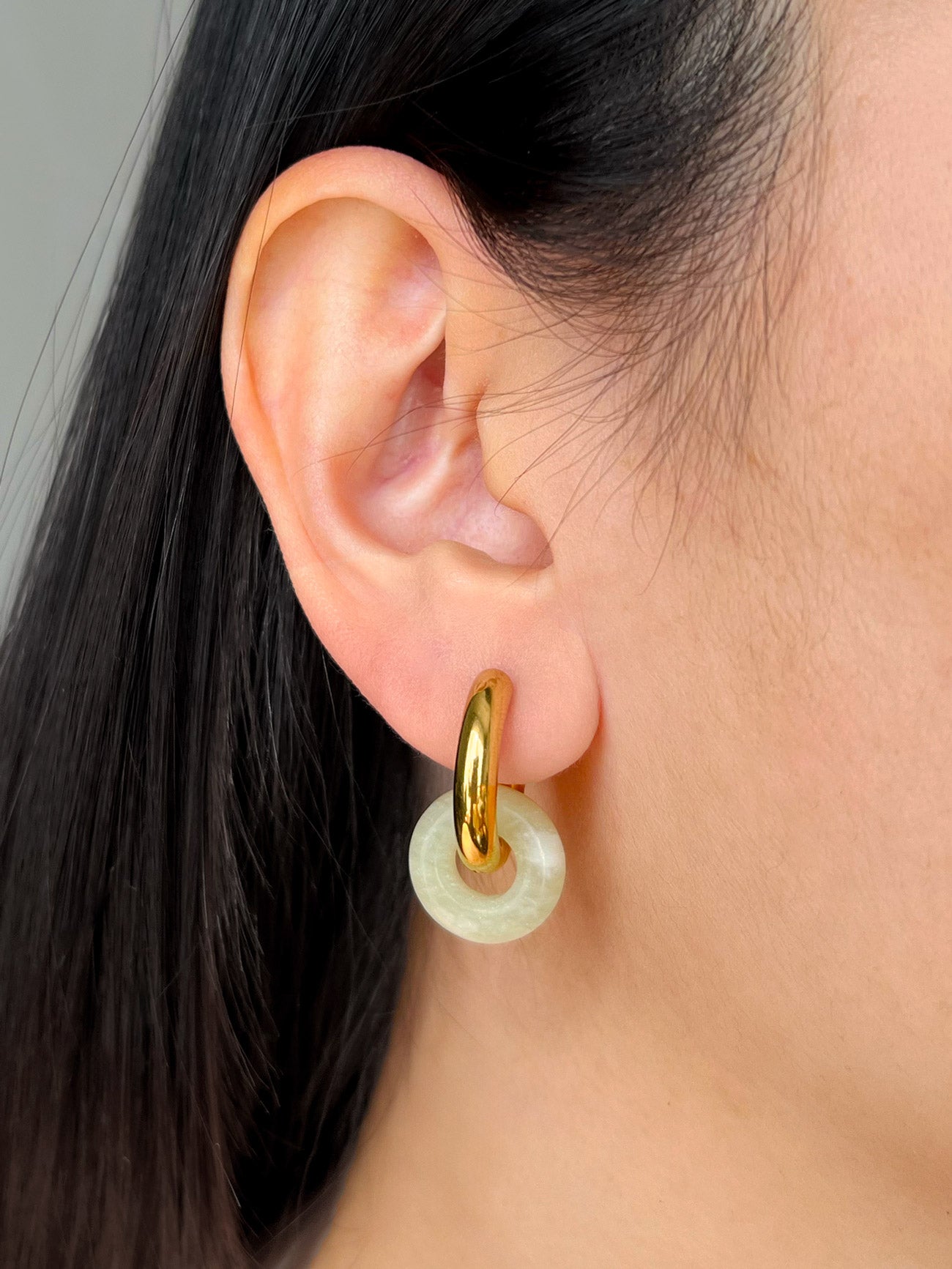 Mini Donut Hoops  Gold   Xiuyan Jade model2