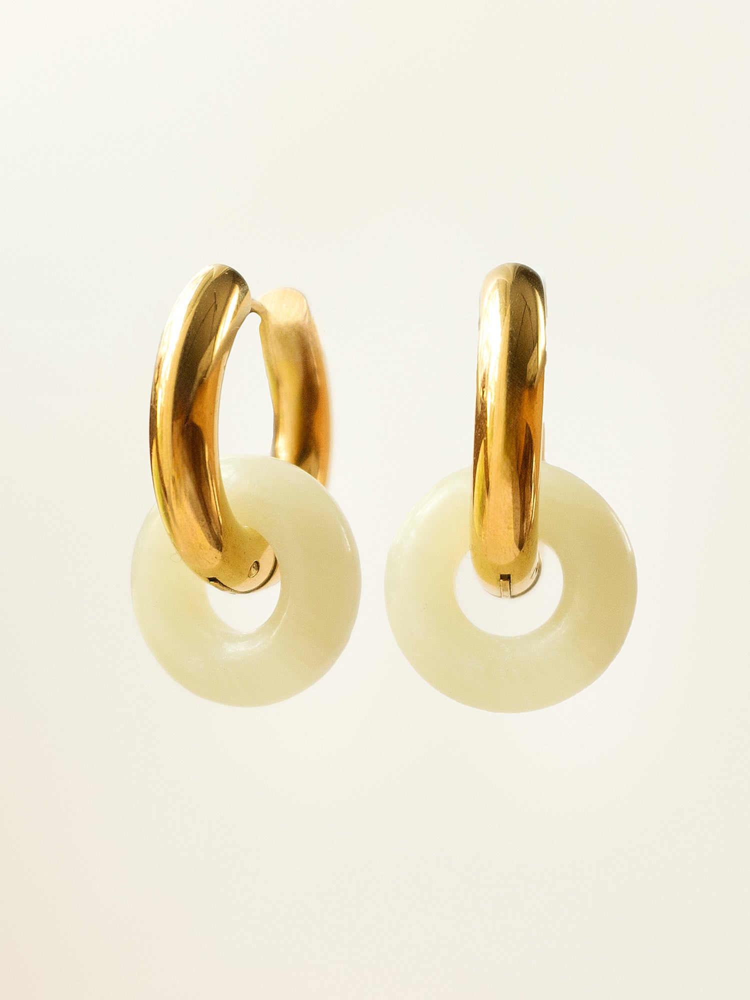 Mini Donut Hoops  Gold   Xiuyan Jade