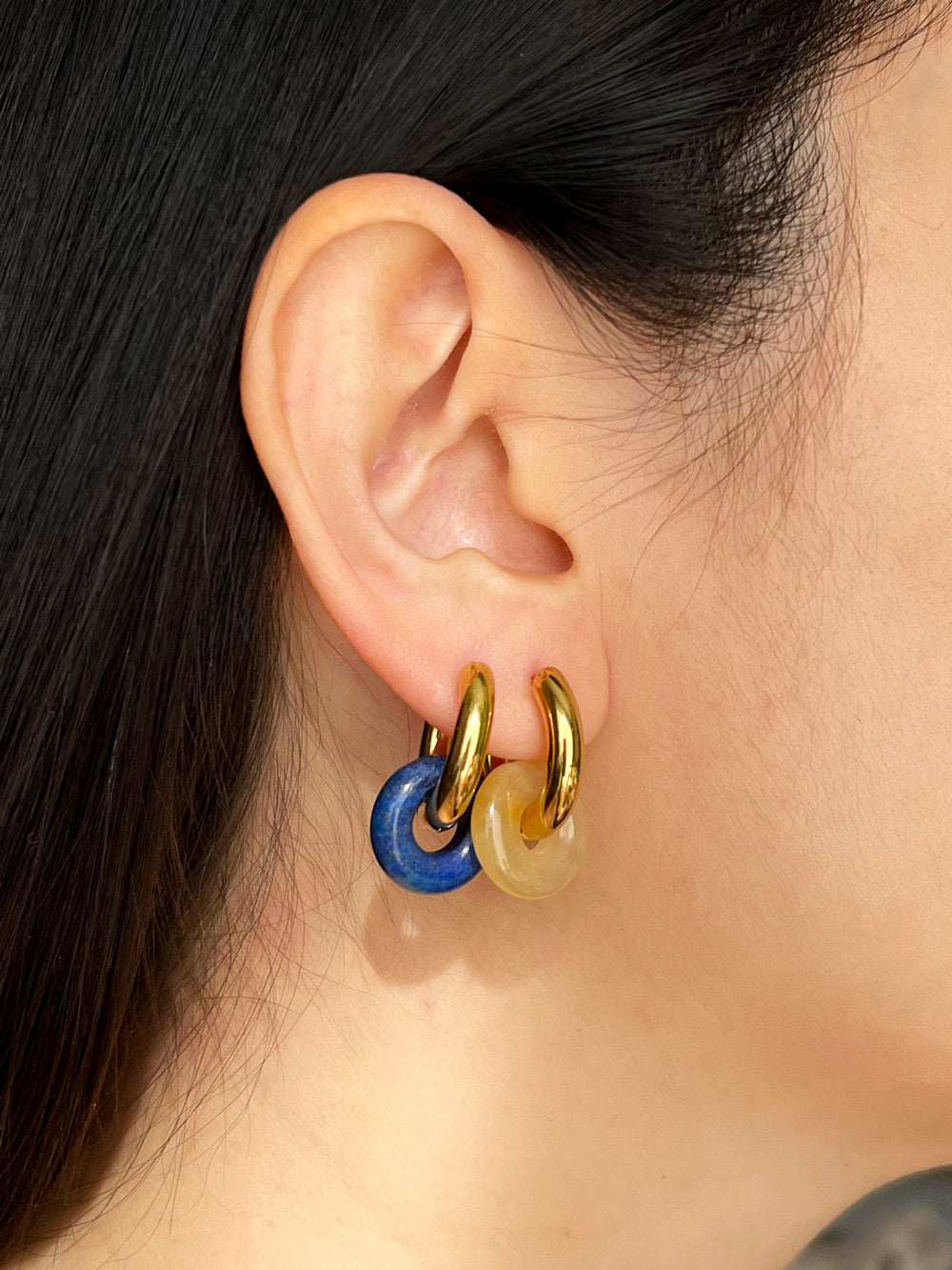 Mini Donut Hoops, Gold - Yellow Jade