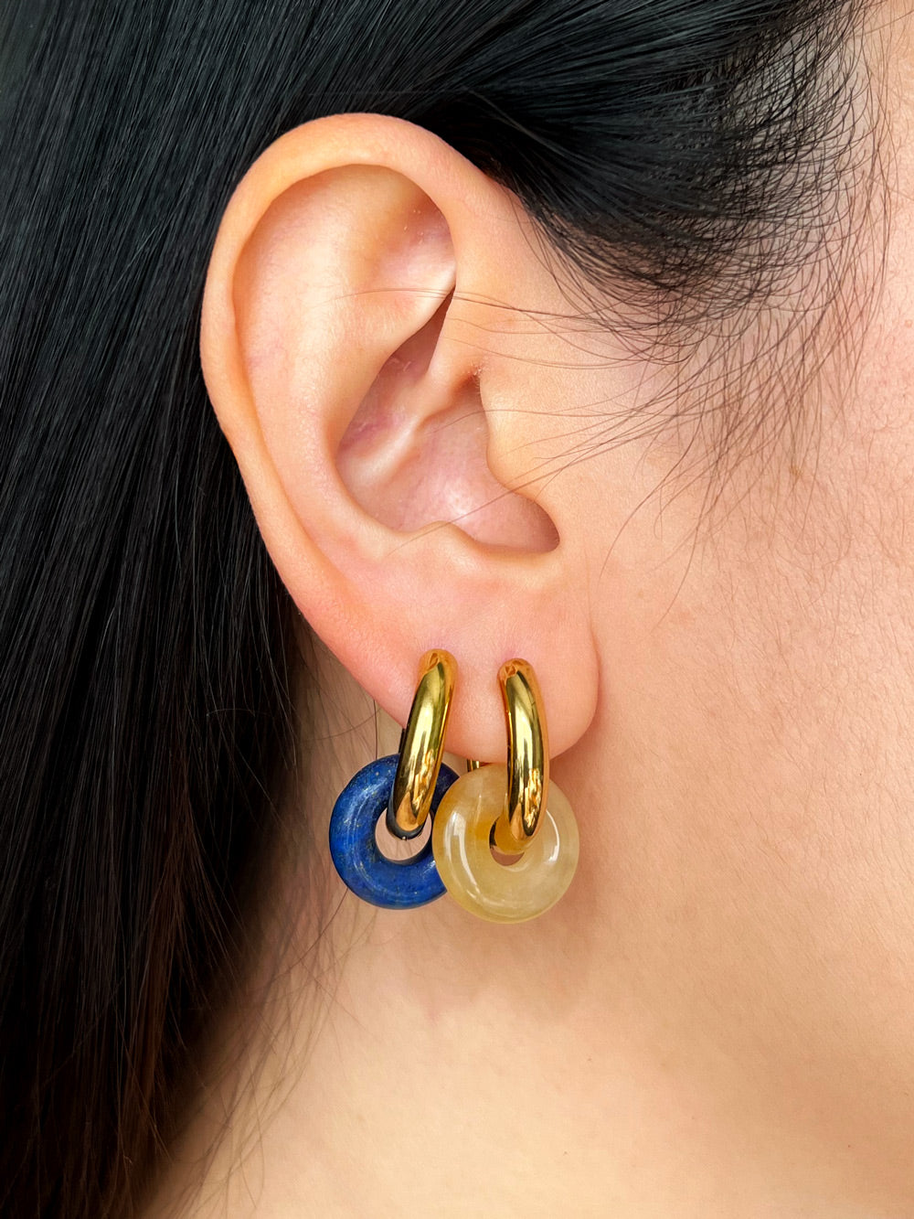 Mini Donut Hoops, Gold - Yellow Jade