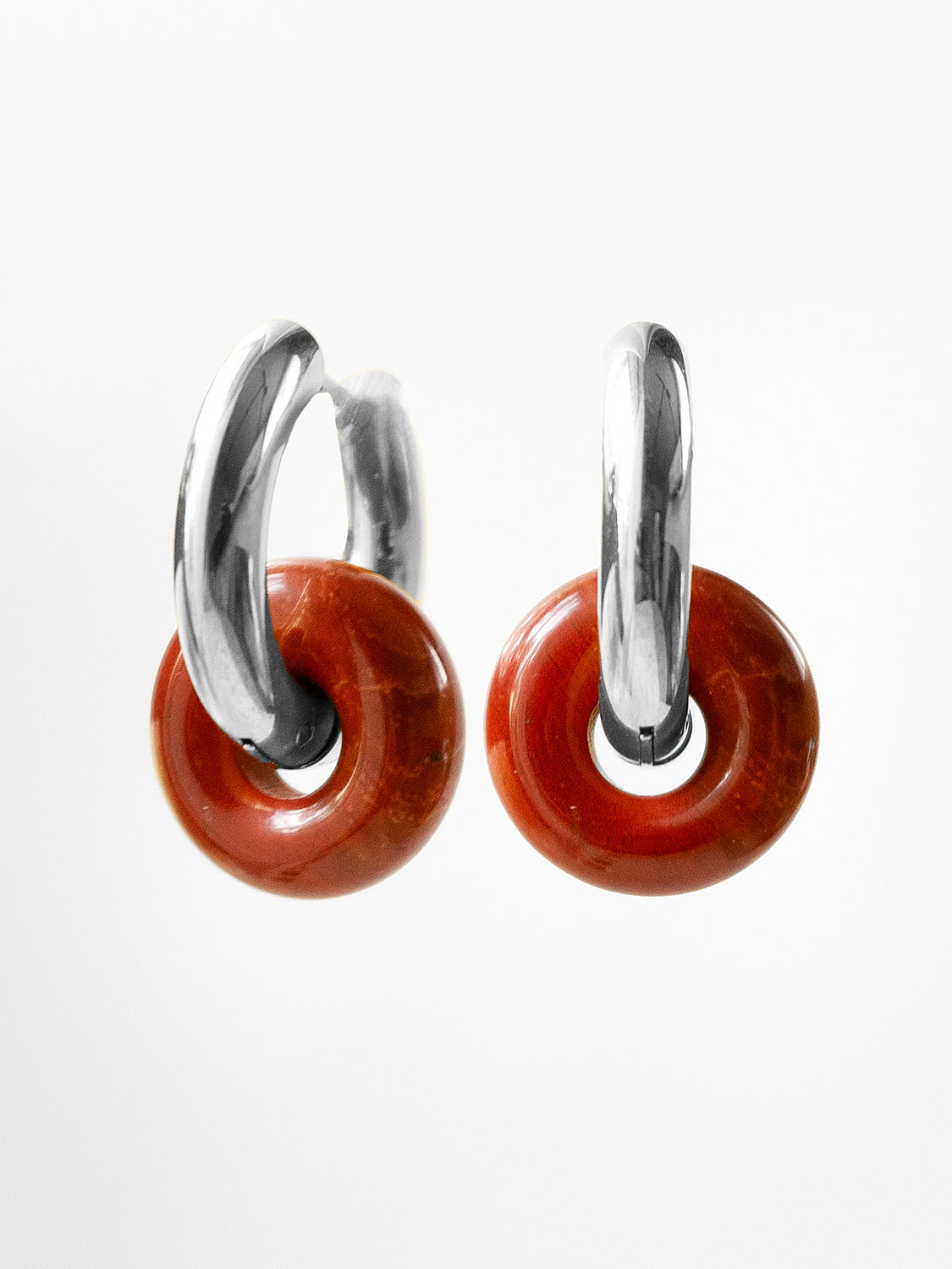 Mini Donut Hoops, Gold - Red Jasper