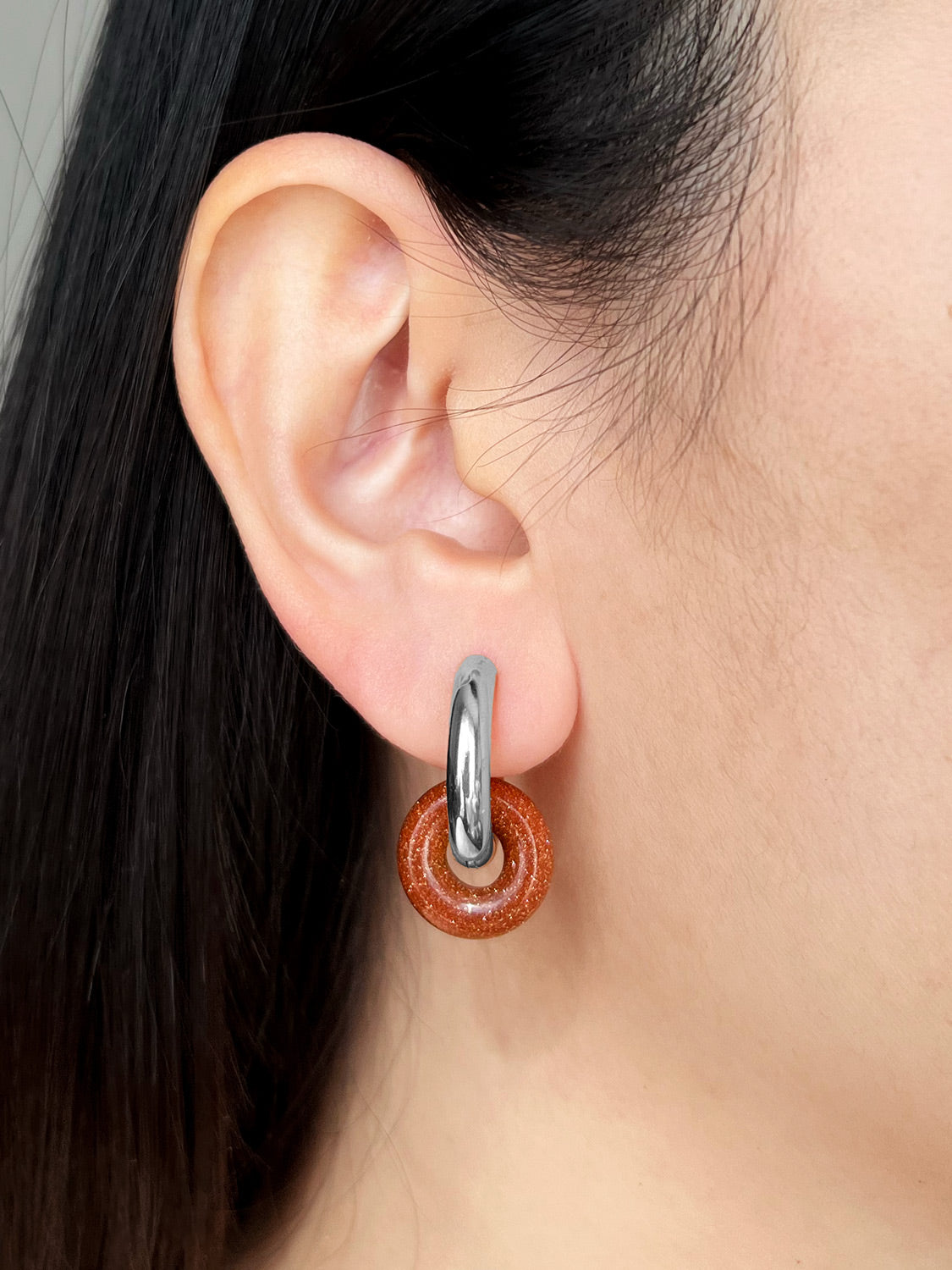 Mini Donut Hoops  Silver   Gold Sandstone model