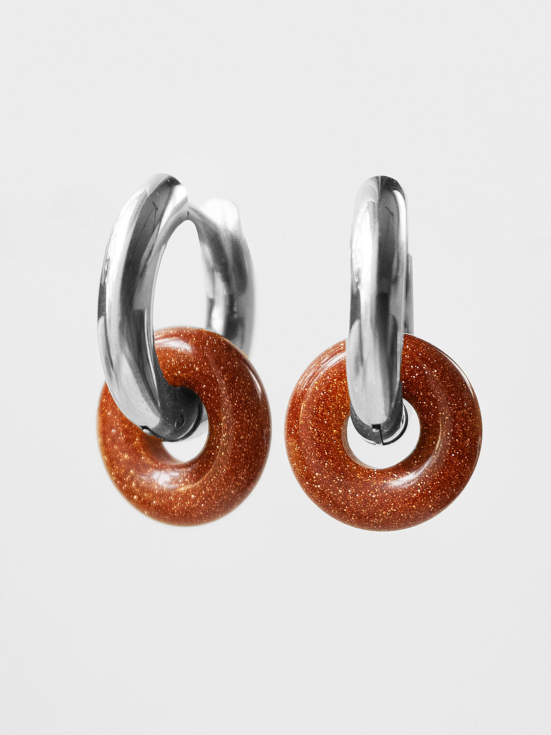 Mini Donut Hoops  Silver   Gold Sandstone