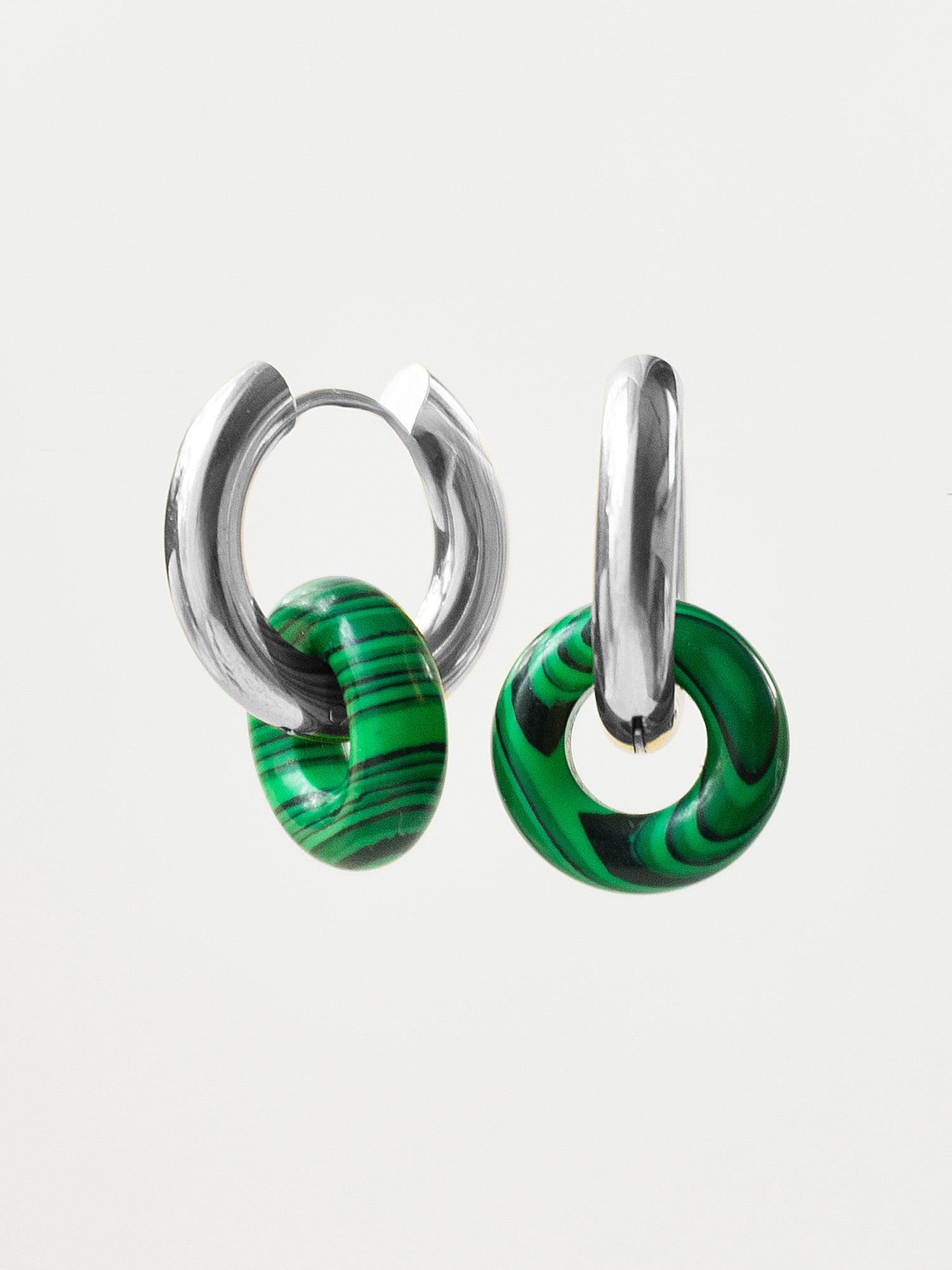 Mini Donut Hoops, Gold - Green Malachite