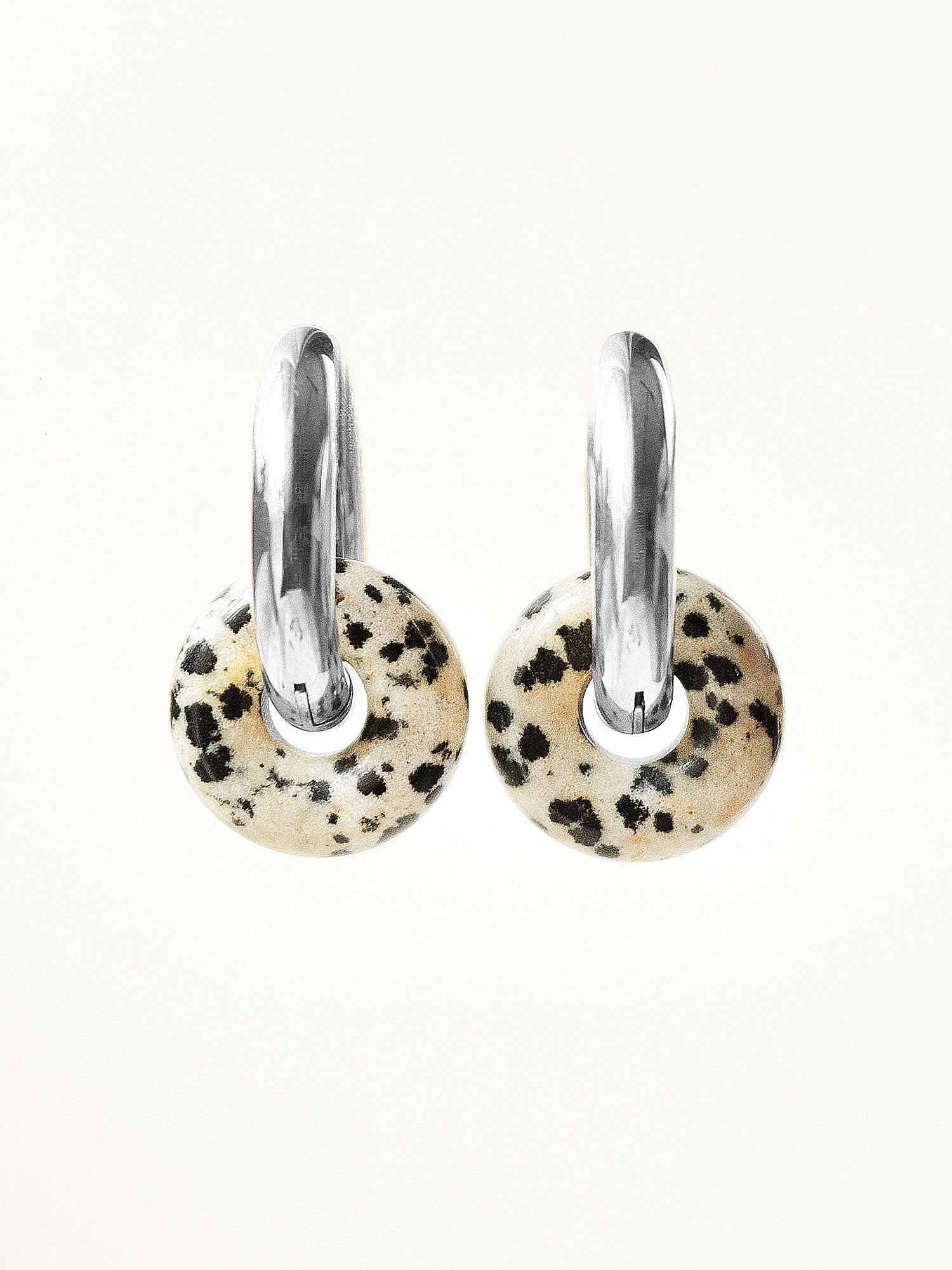 Mini Donut Hoops, Silver - Polka Dot
