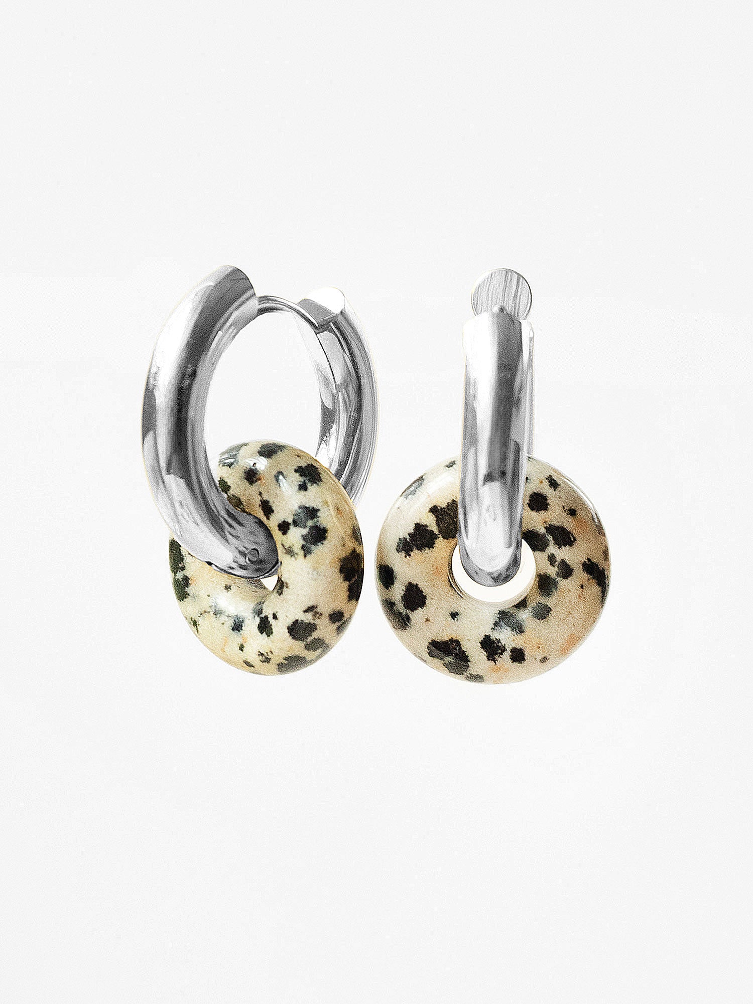 Mini Donut Hoops, Silver - Polka Dot