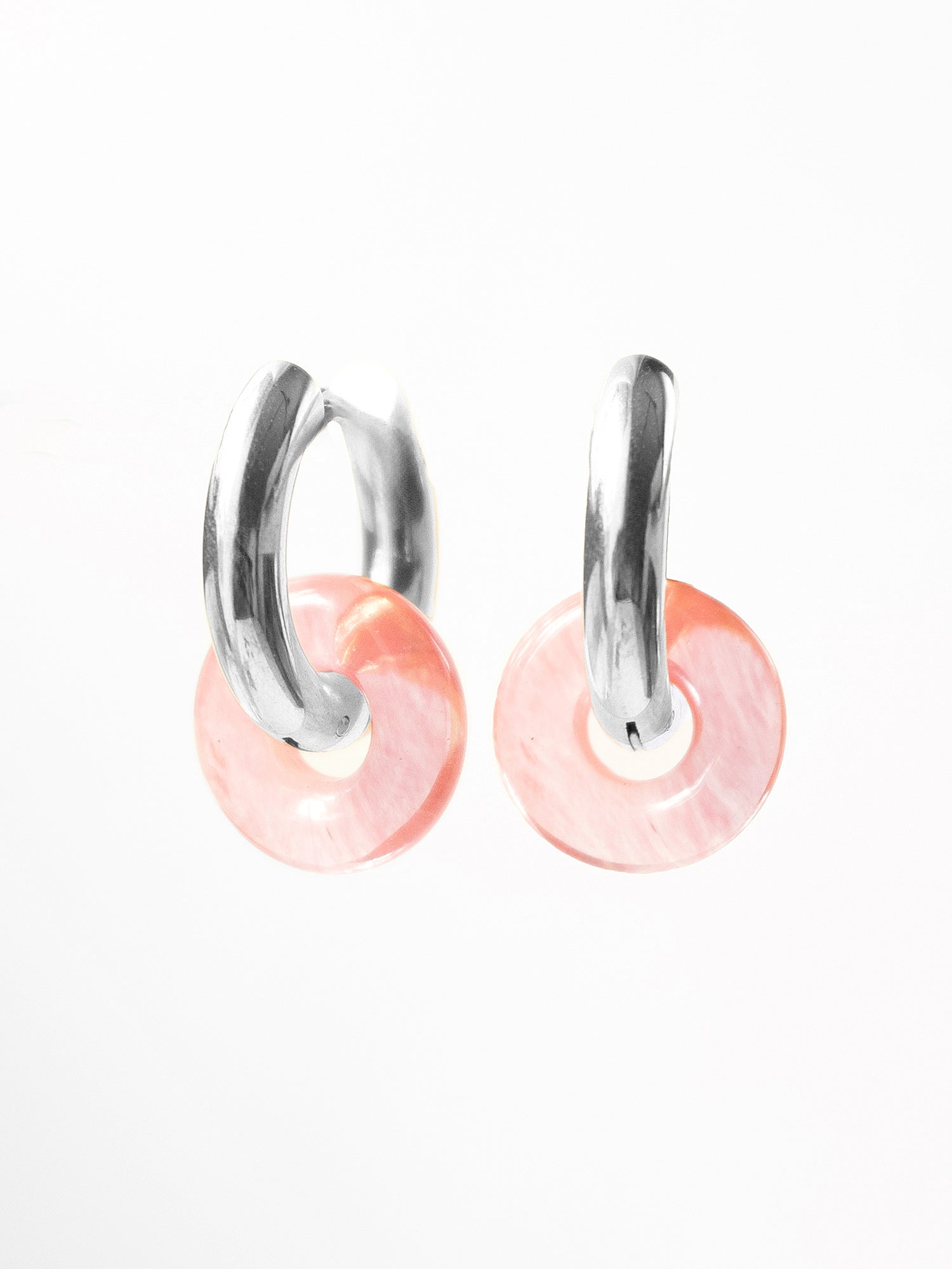 Mini Donut Hoops, Silver - Watermelon Pink