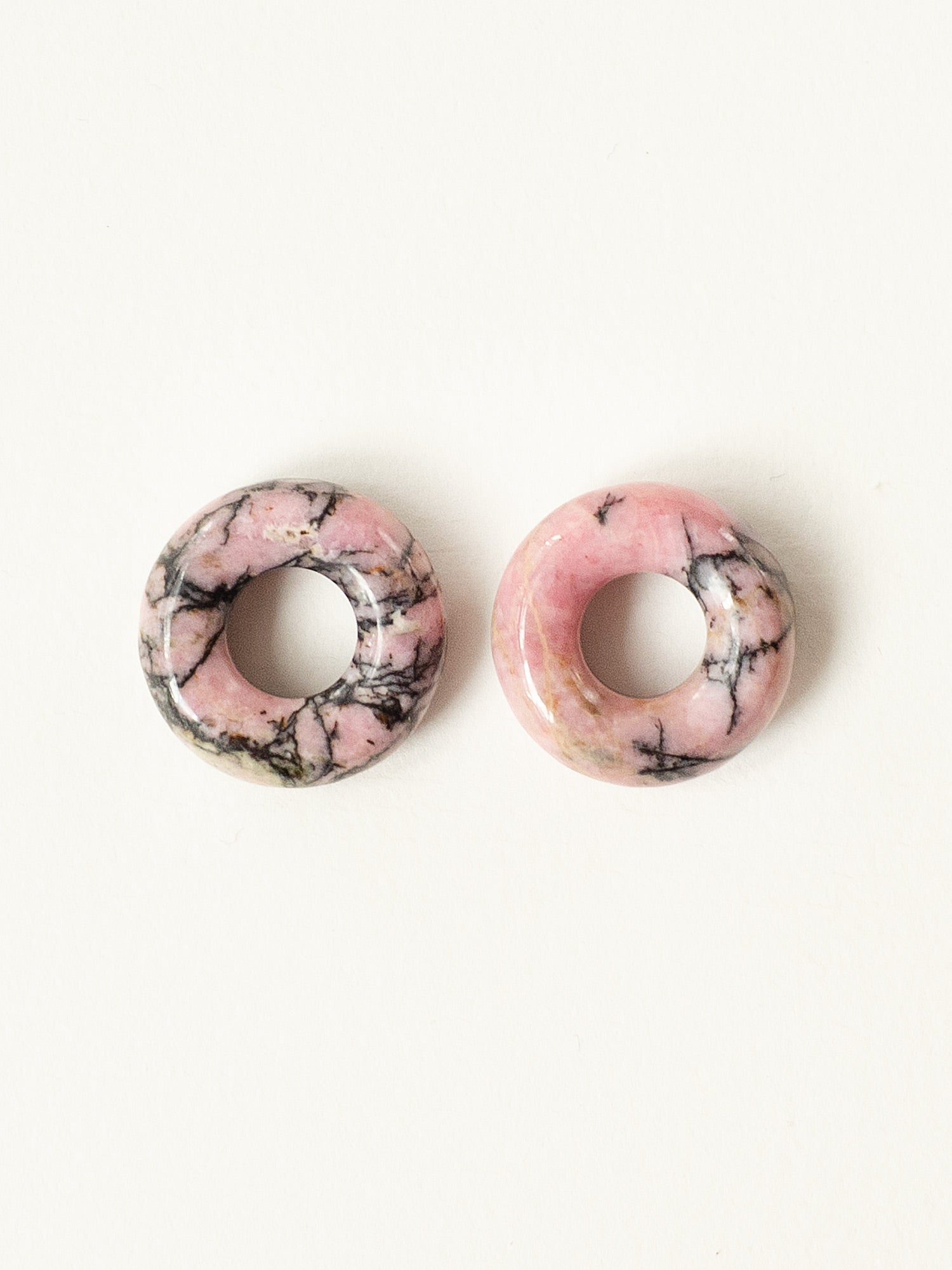 Mini Donut Hoops, Silver - Black Pink Marble