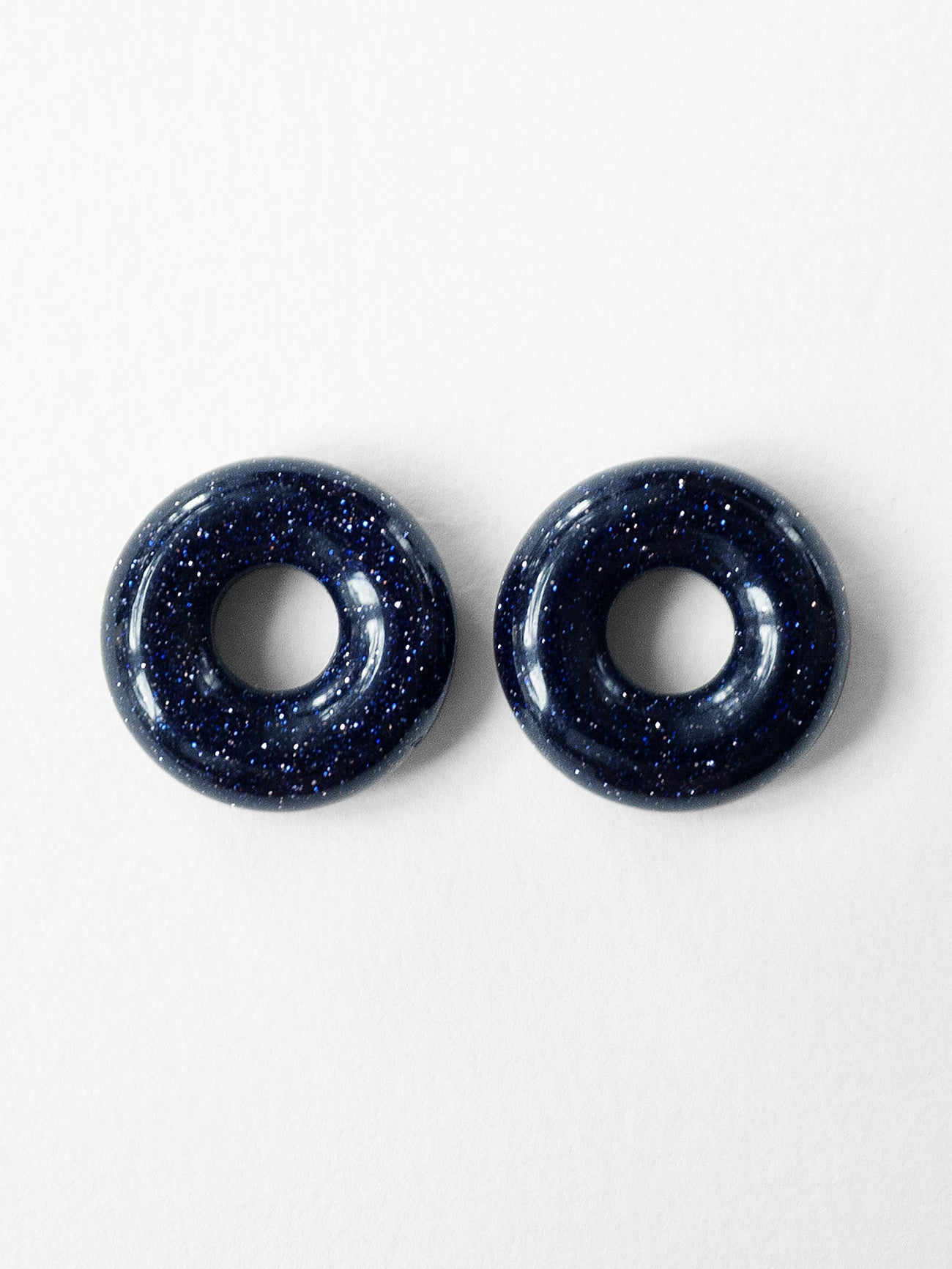 Mini Donut Hoops, Silver - Midnight Blue Galaxy