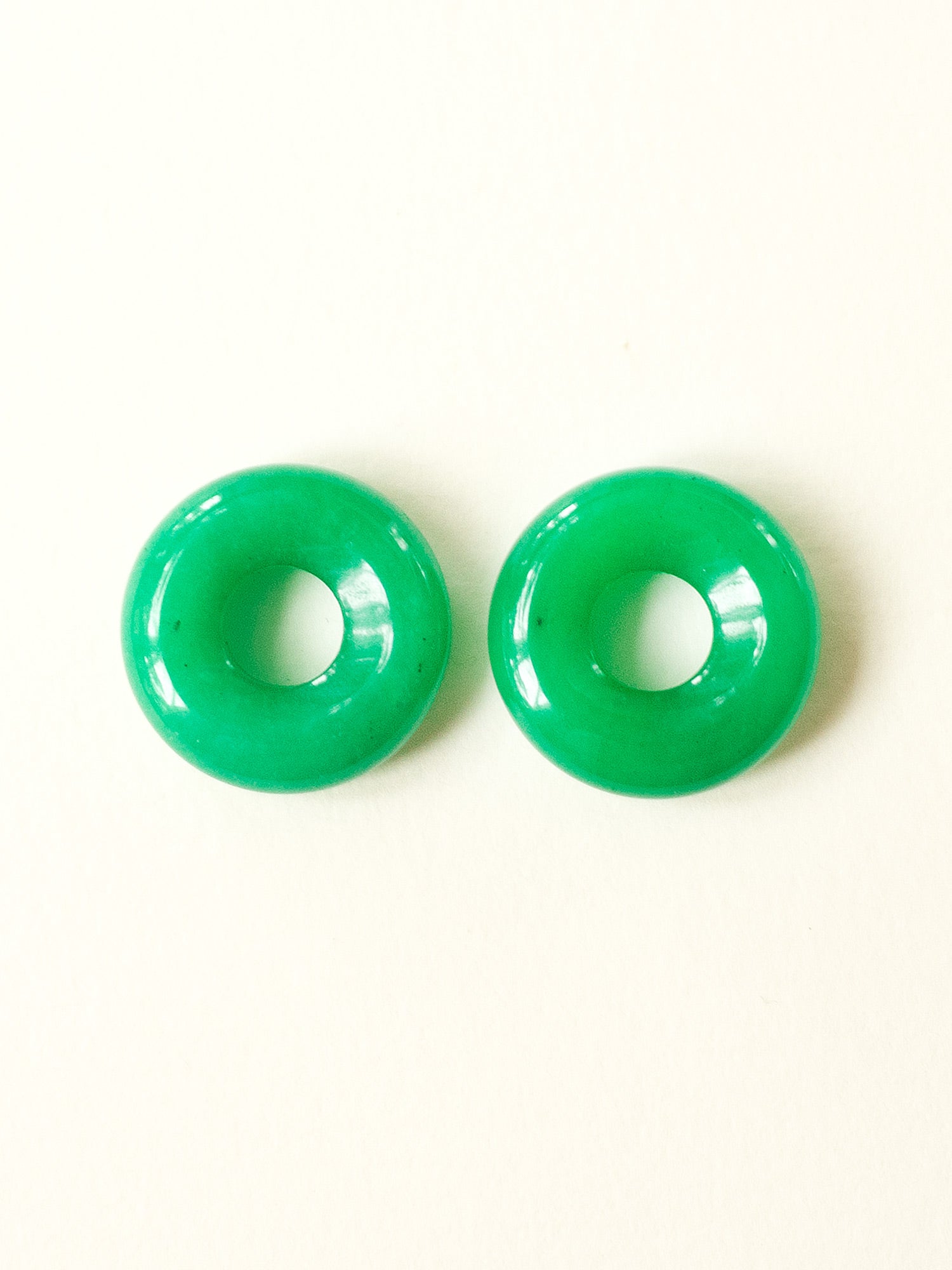 Mini Donut Hoops, Gold - Green Agate