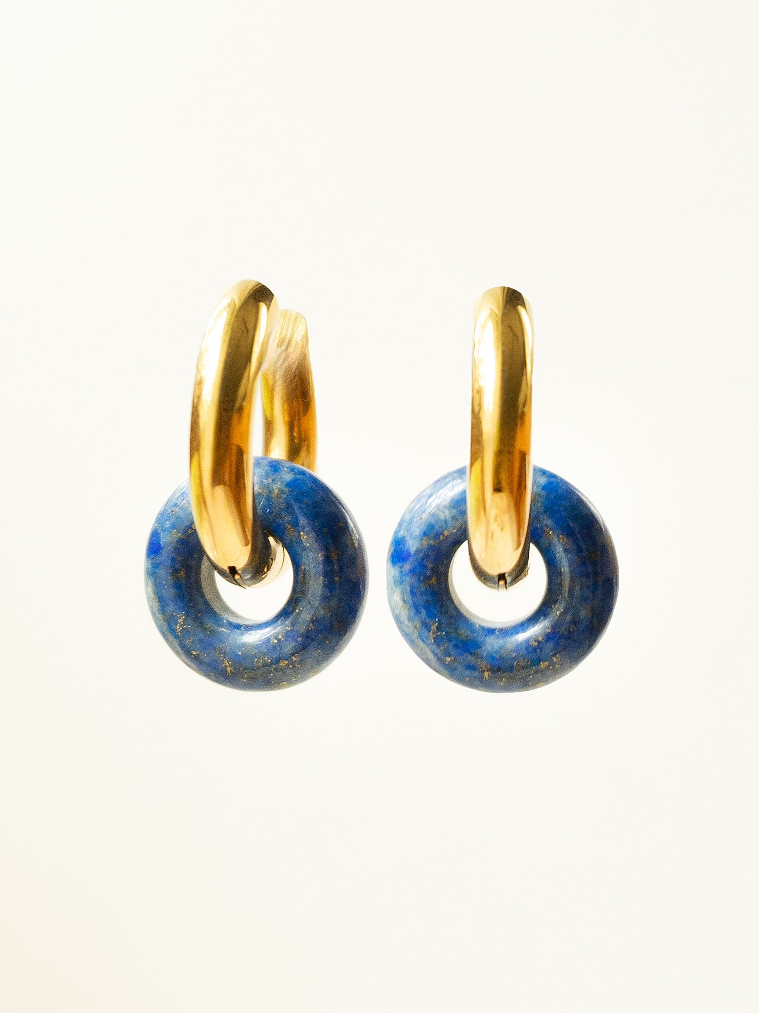 Mini Donut Hoops, Silver - Lapis Lazuli