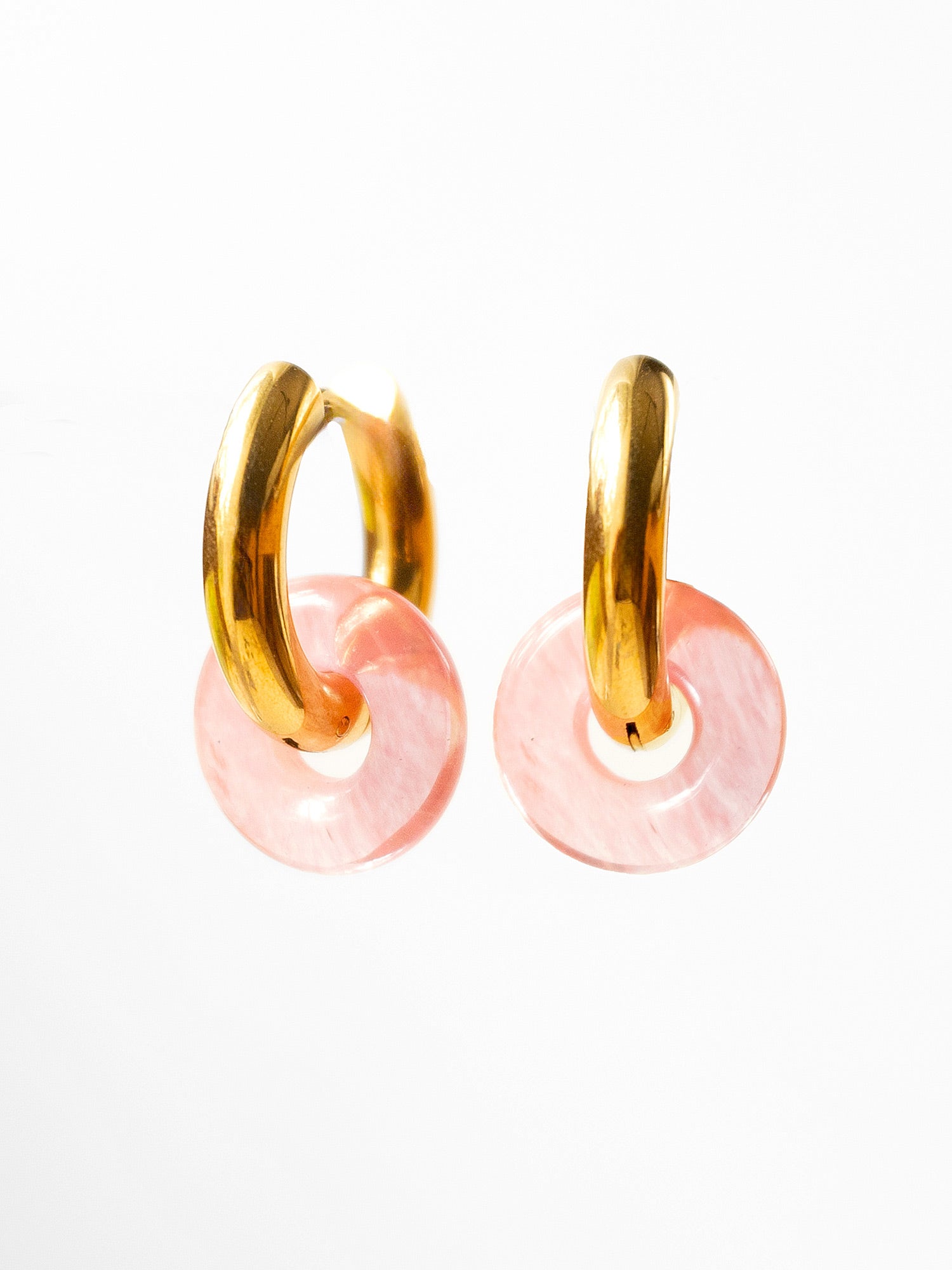 Mini Donut Hoops, Silver - Watermelon Pink