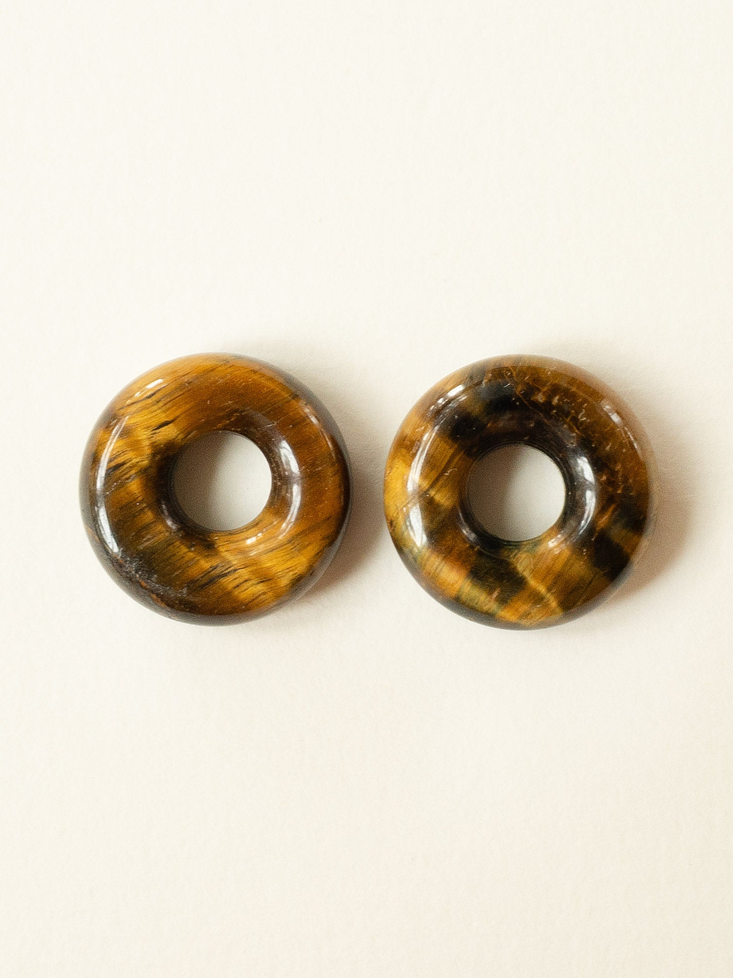 Mini Donut Hoops, Silver - Tiger Eye
