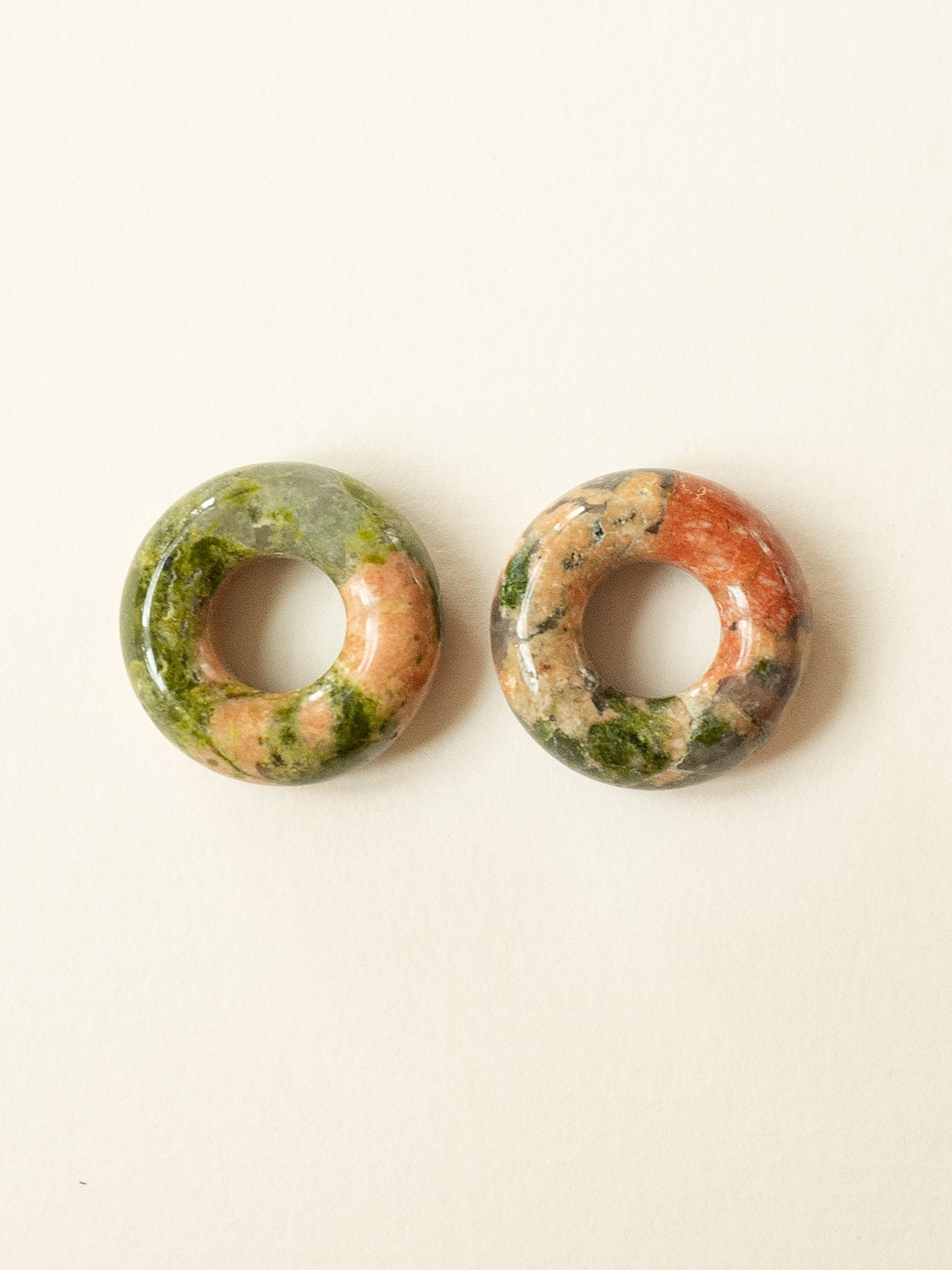 Mini Donut Hoops, Silver - Unakite