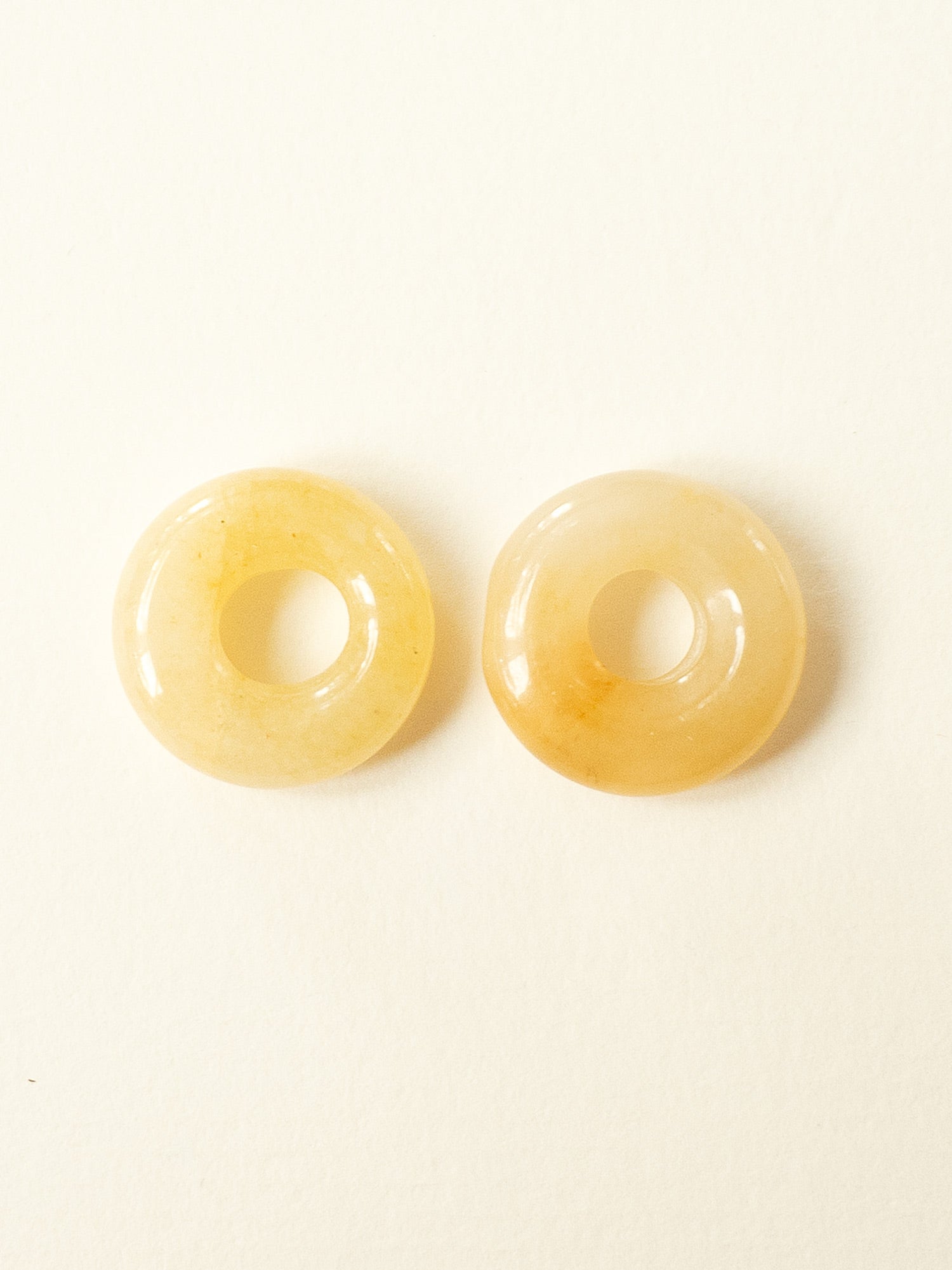 Mini Donut Hoops, Silver - Yellow Jade