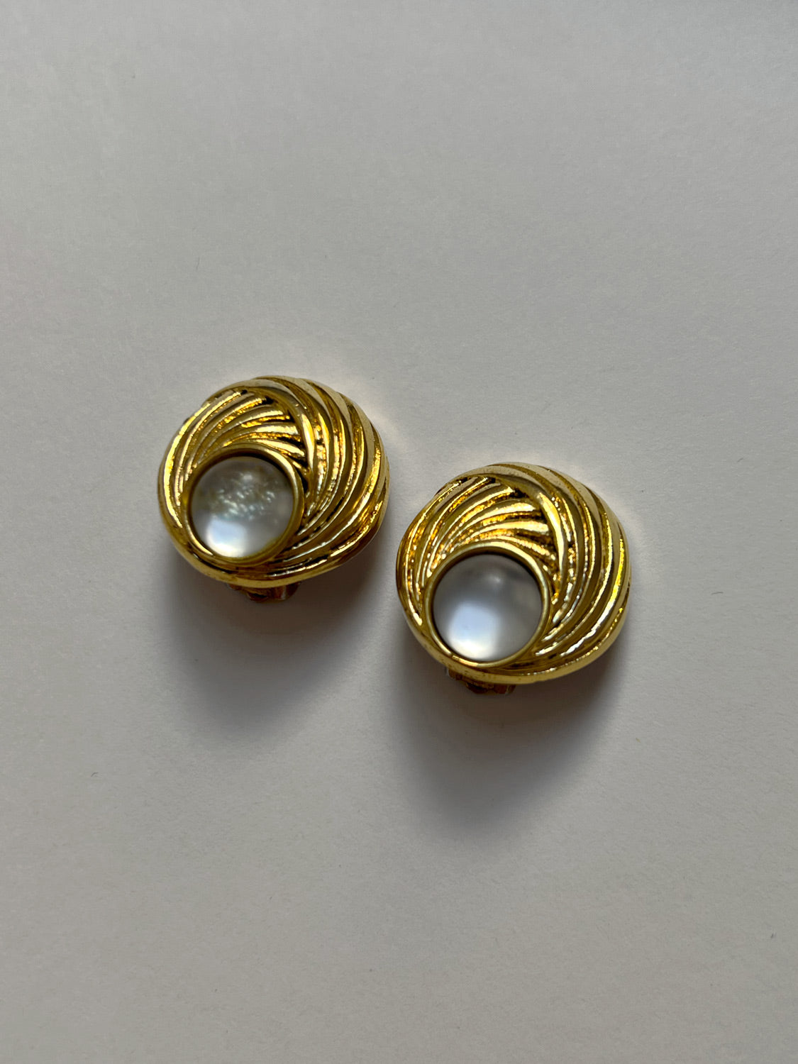 Opal Eye Gold Clip-Ons (Vintage)