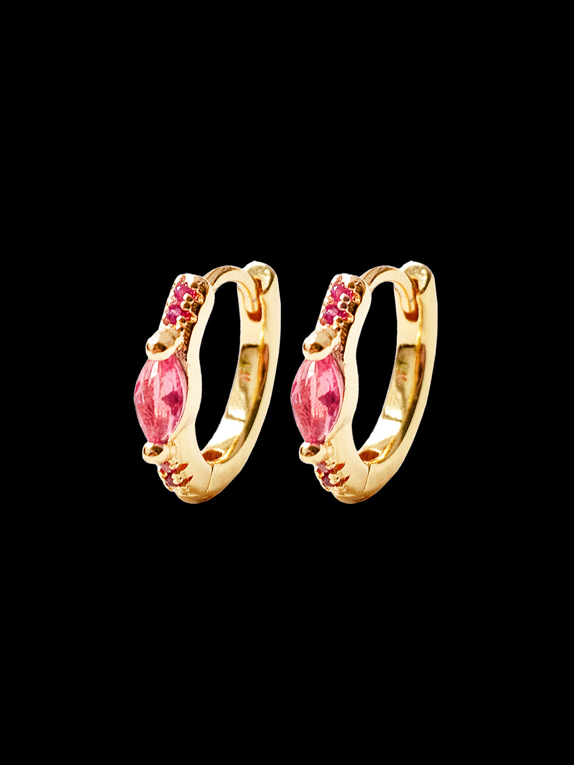 Oval Gemstone Huggies, S925 - Grapefruit, Gold