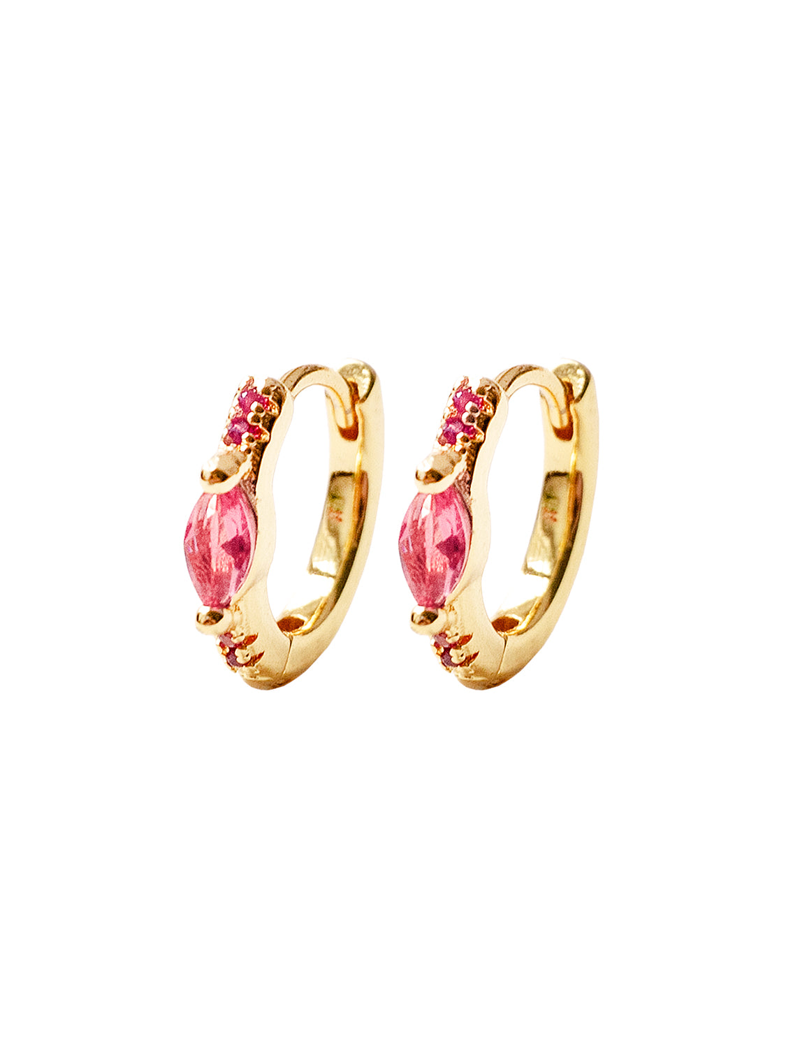 Oval Gemstone Huggies  S925   Grapefruit  Gold ghost2