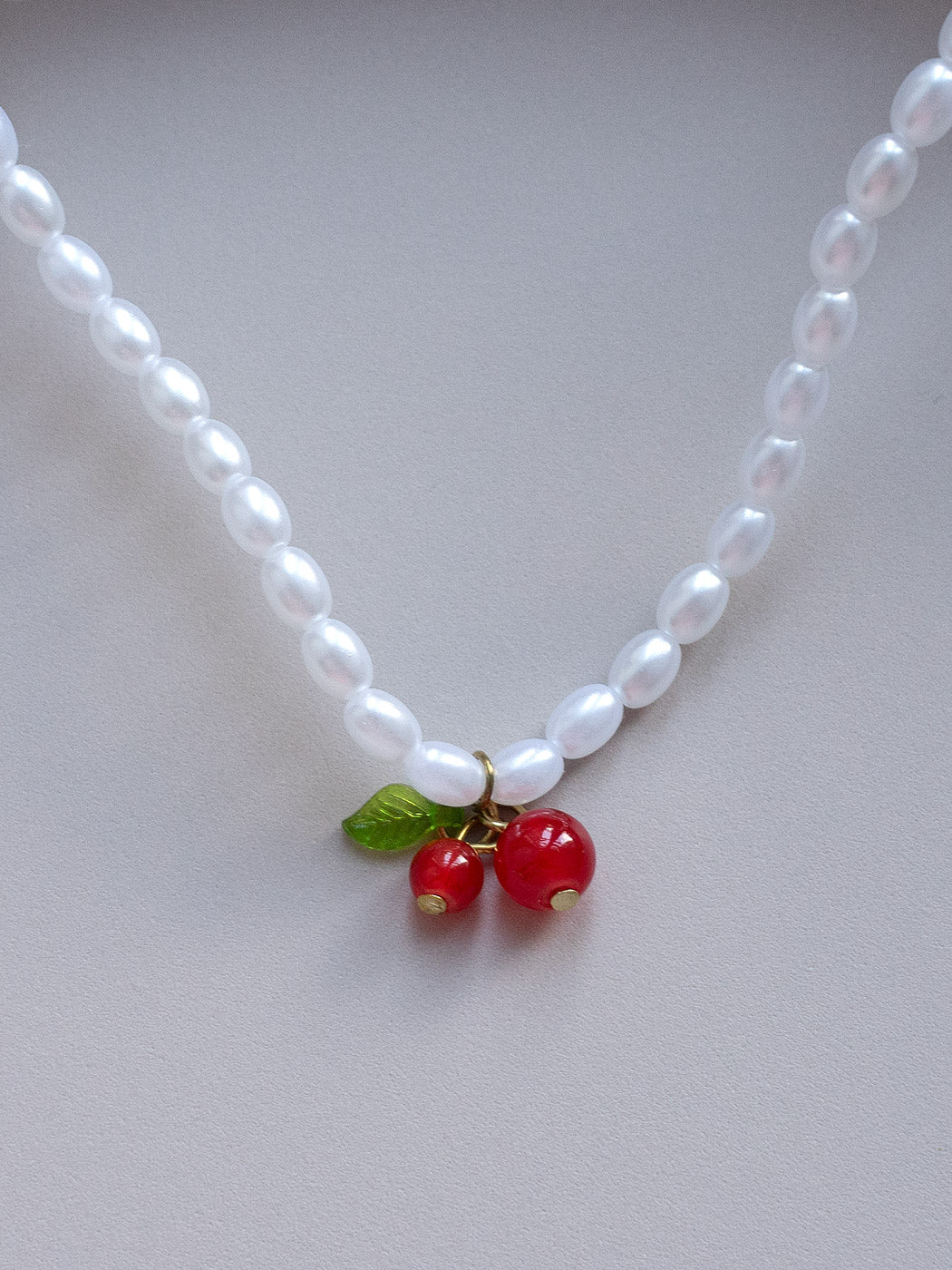 Pearl Choker with Beaded Cherry1