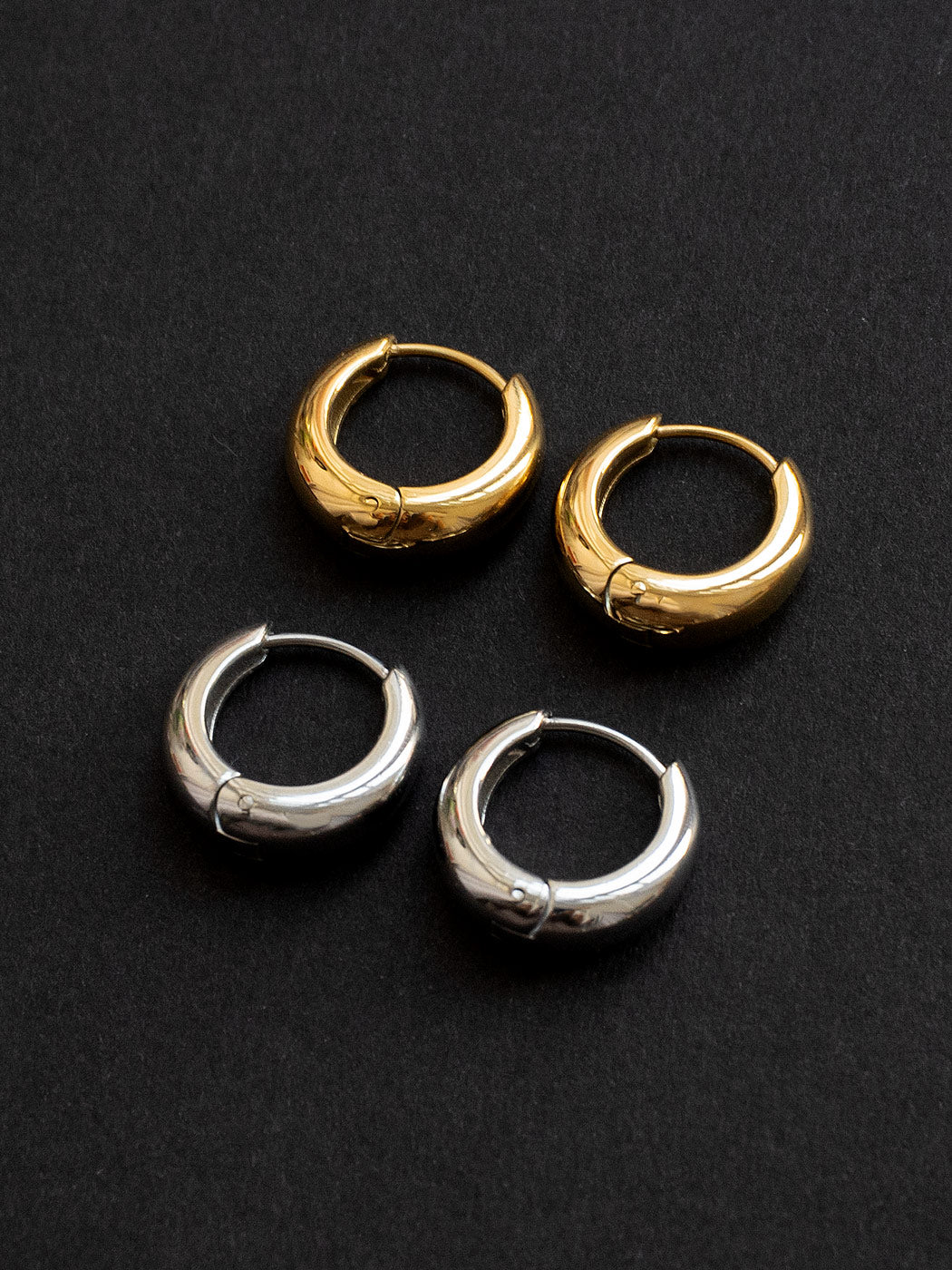 Petite Chunky Hoops, Stainless Steel - Silver