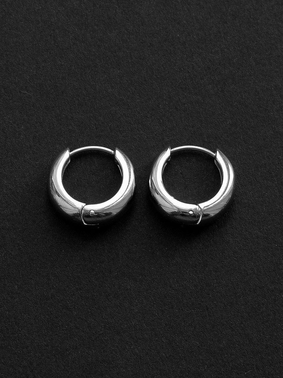 Petite Chunky Hoops  Stainless Steel   Silver1